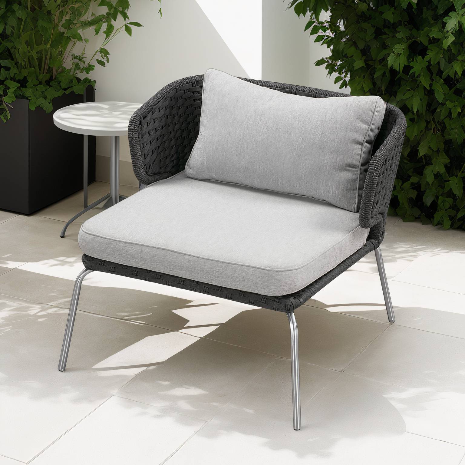 Desha Garten-Loungesessel Polyester Edelstahl Schwarzgrau