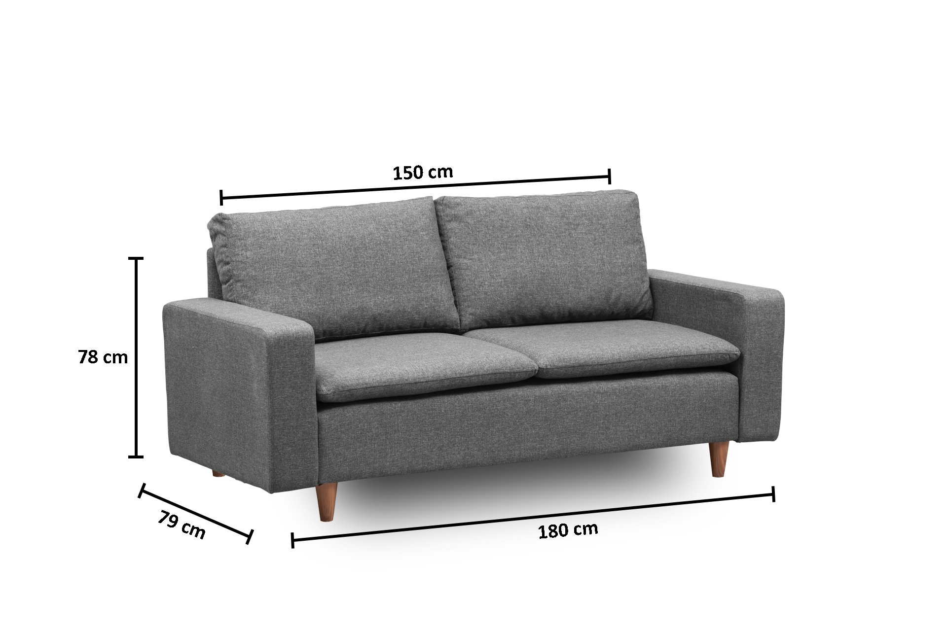 Lungo Sofa 2-Sitzer Dunkelgrau