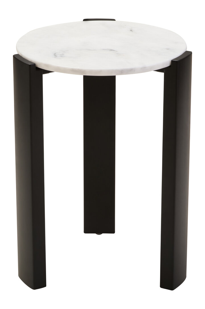 Palermo Round Side Table Marble Wood Black White