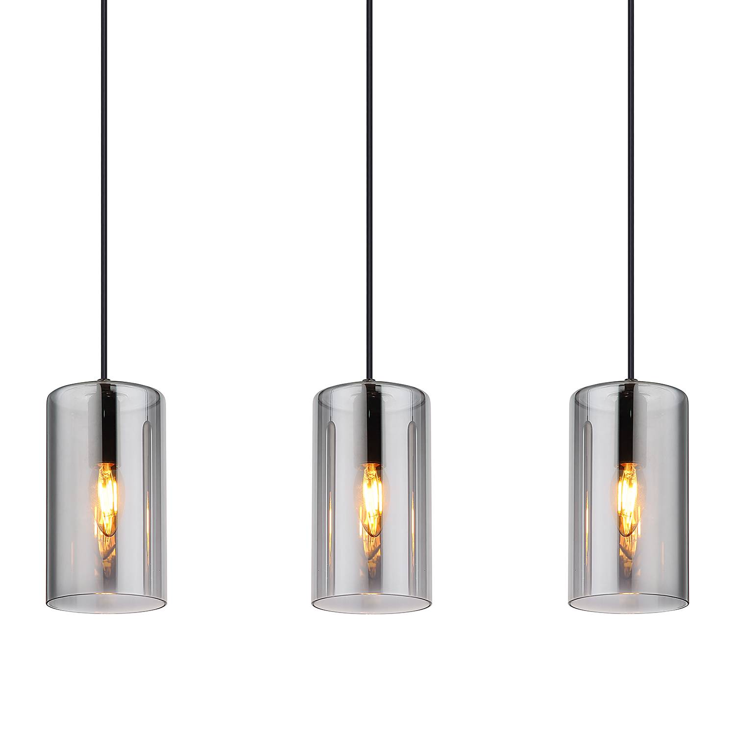 Olly Pendelleuchte Farbglas Eisen 3-flammig