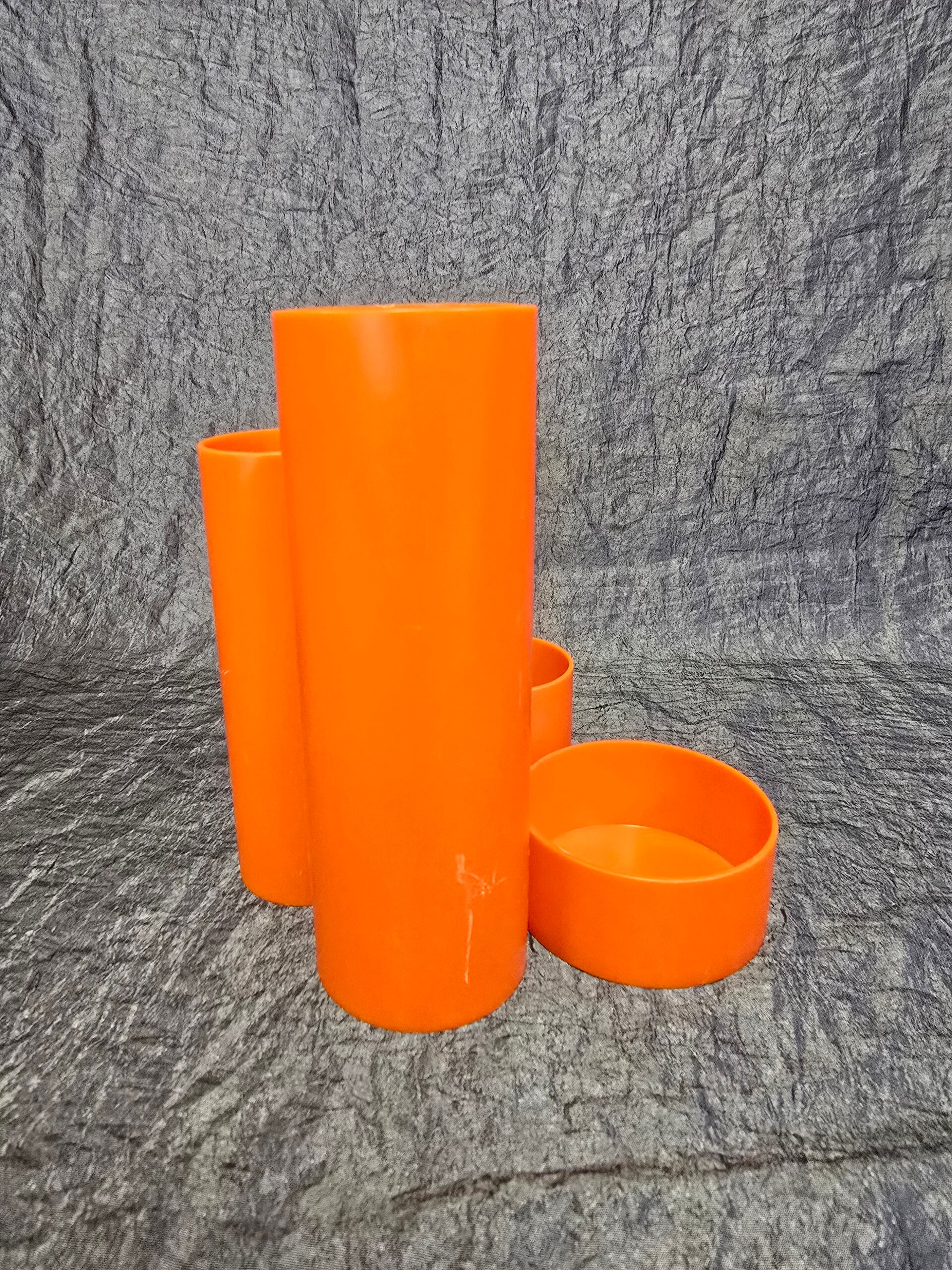 Vintage Stiftebox Kunststoff Orange