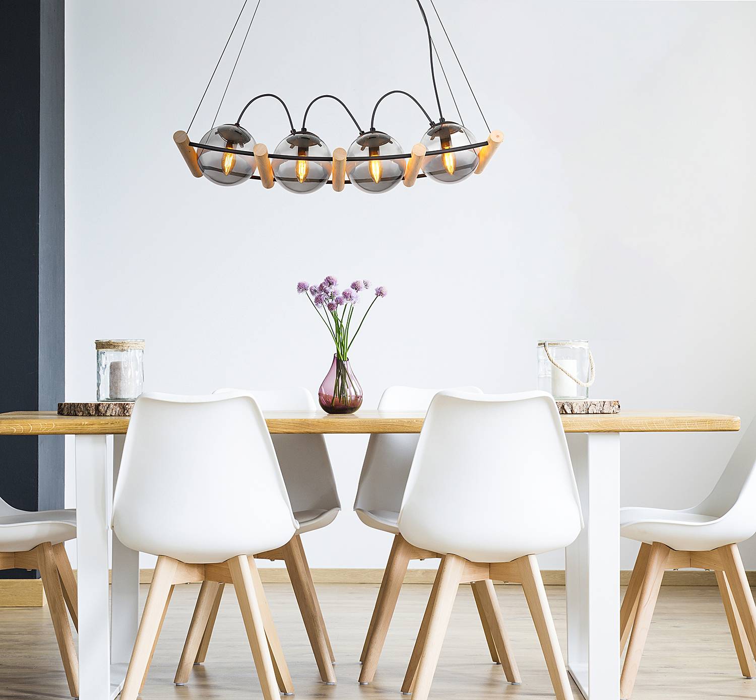 Leona pendant lamp stained glass iron 4-flame