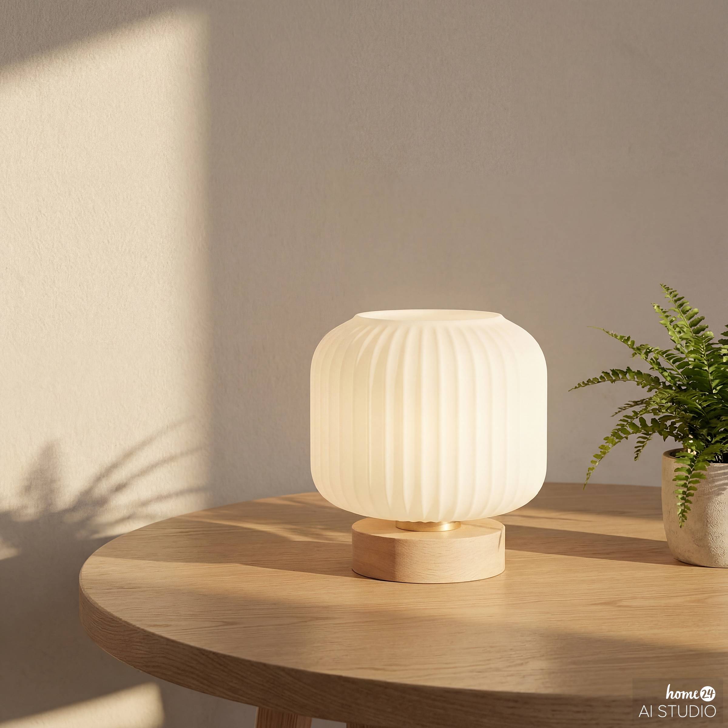 Marl Akku-Tischleuchte Opalglas Pinie Massiv Weiß
