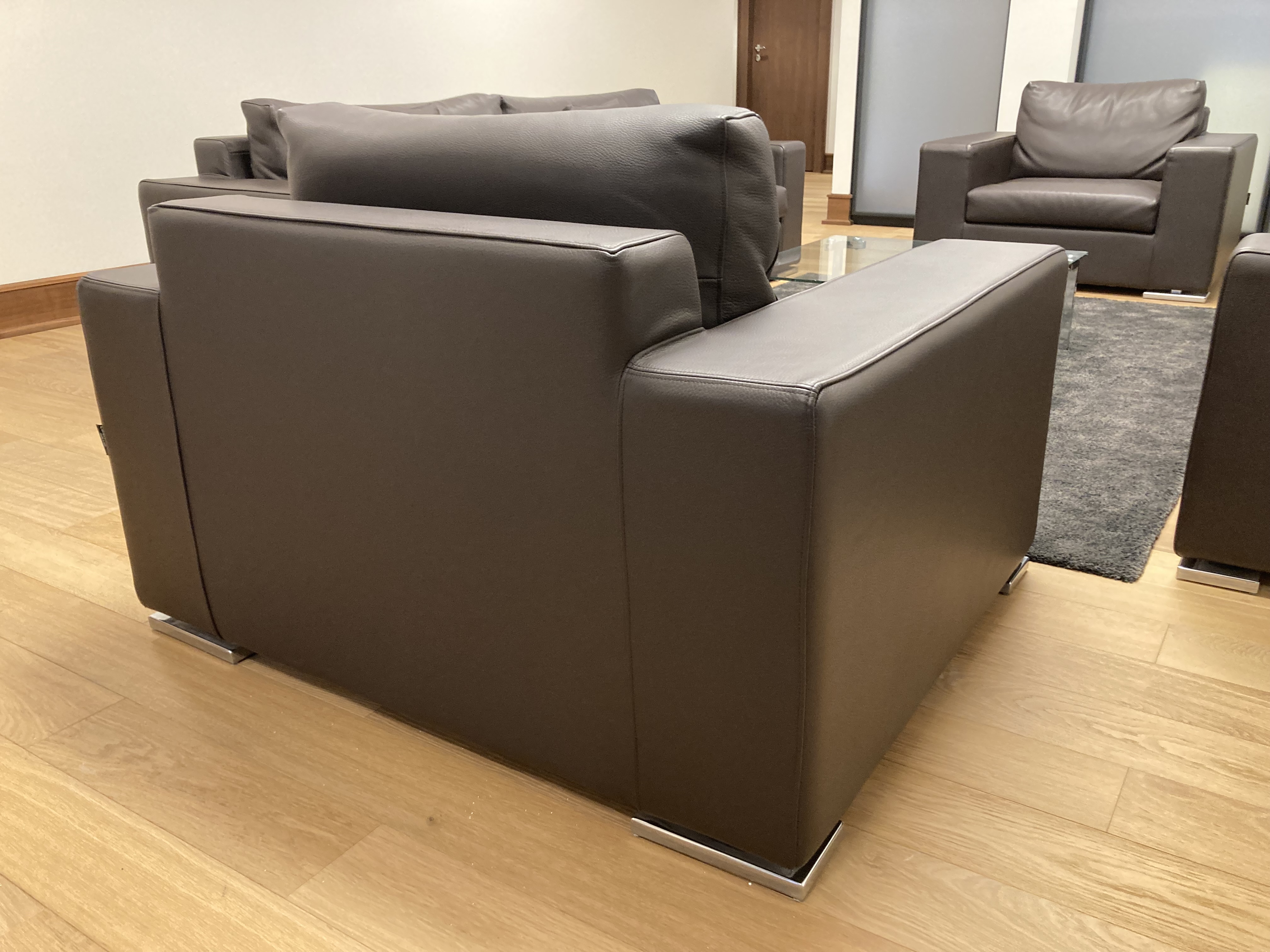 2x Halma Lounge-Sessel Leder Dunkelbraun