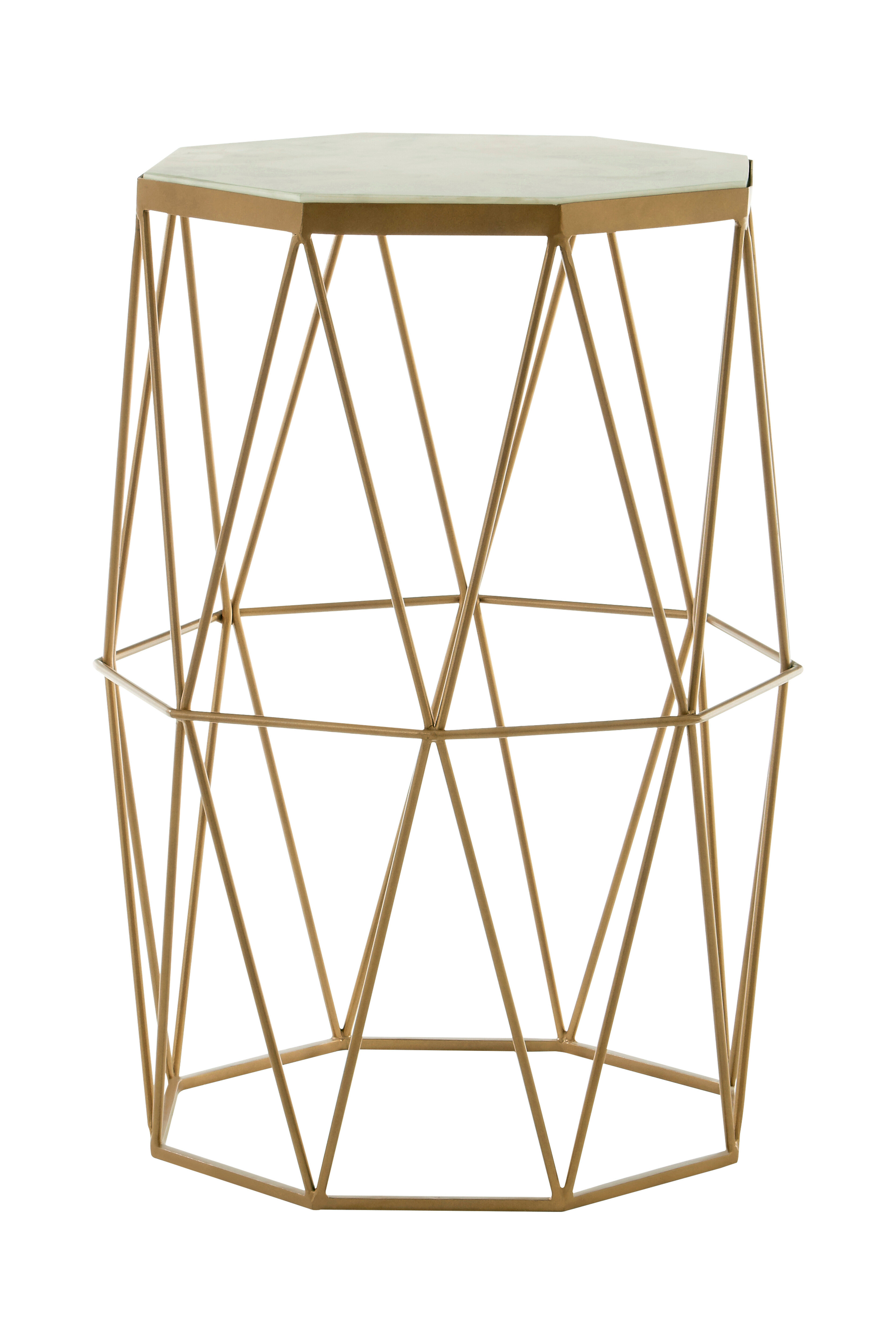 Shalimar Achteckiger Marmor und Gold Beistelltisch
