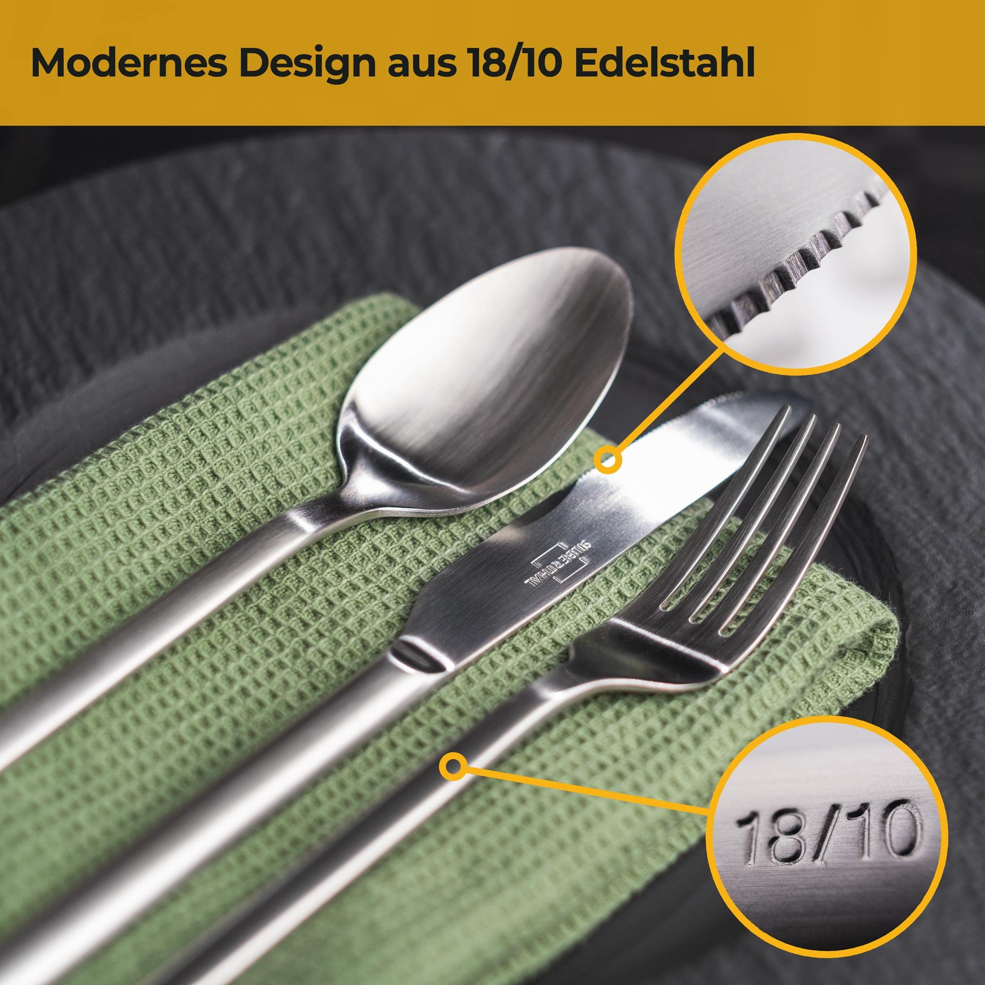 Besteckset für 6 Personen Edelstahl Silber