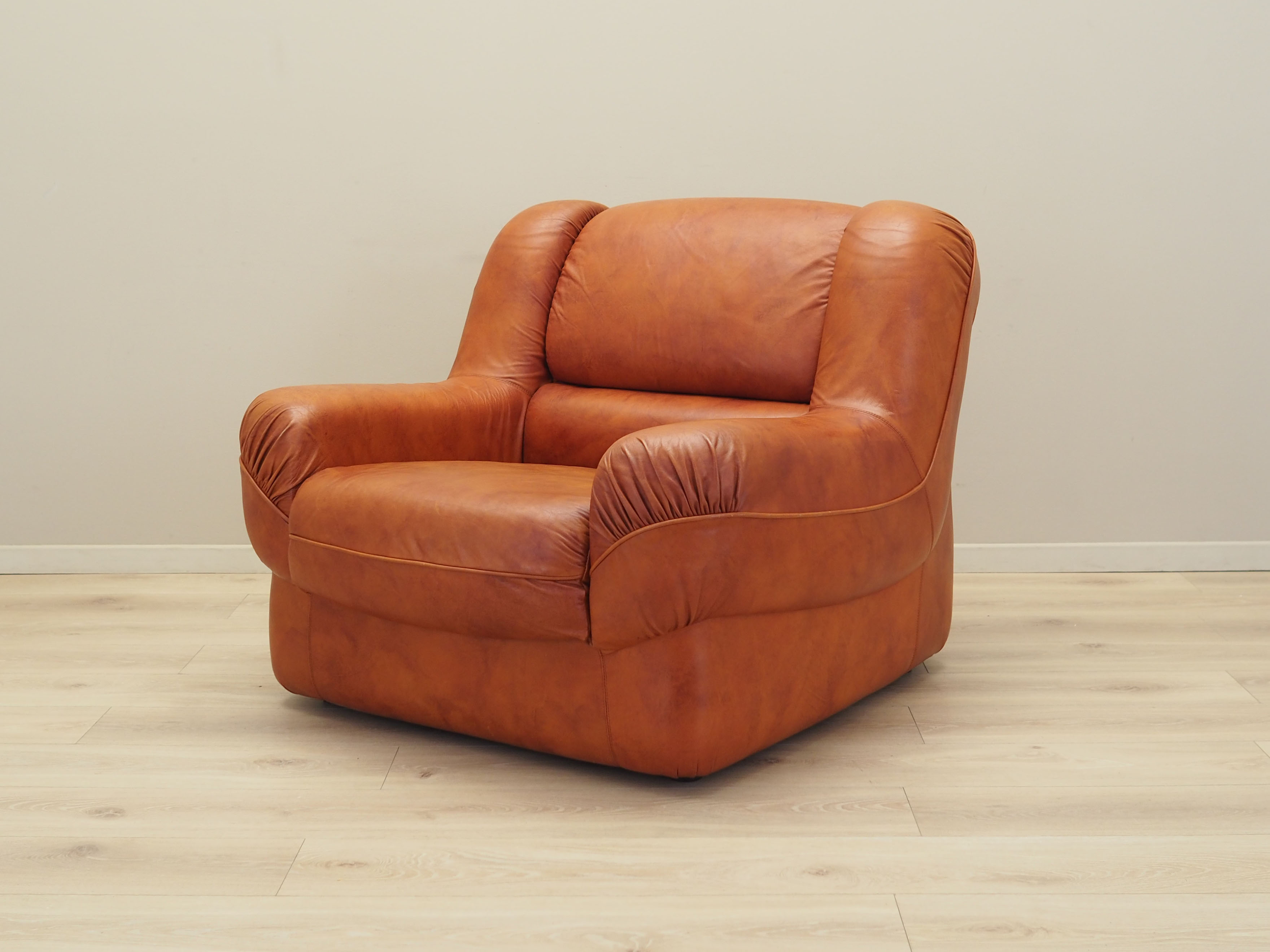 Sessel Leder Braun 1970er Jahre