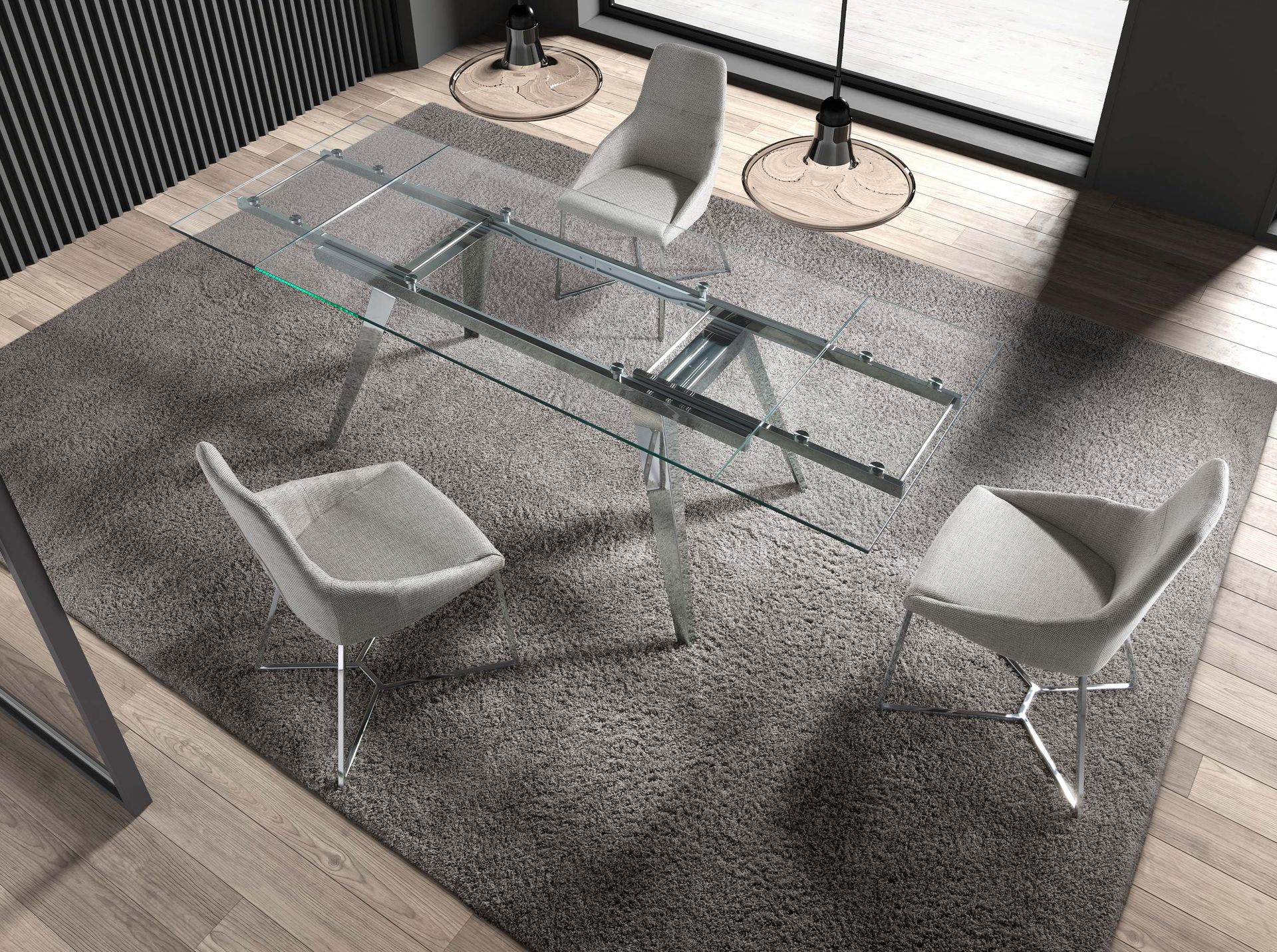 Dining chair stainless steel gray