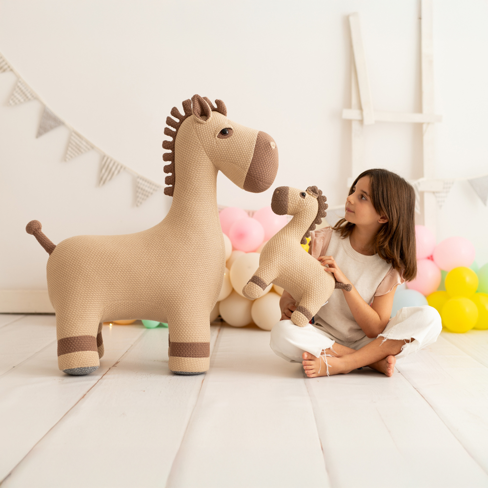 Pferd Maxi & Pferd Mini Plüschtier Baumwolle Braun