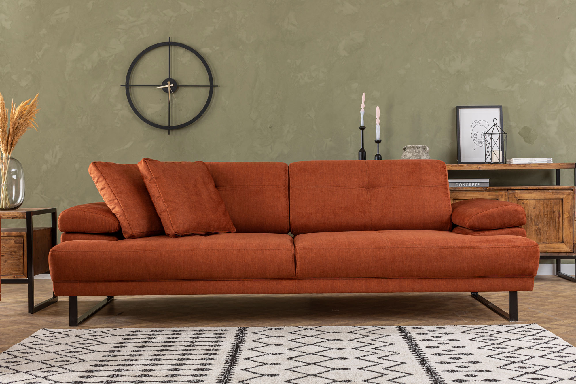 Sofa 3-Sitzer Textil Orange