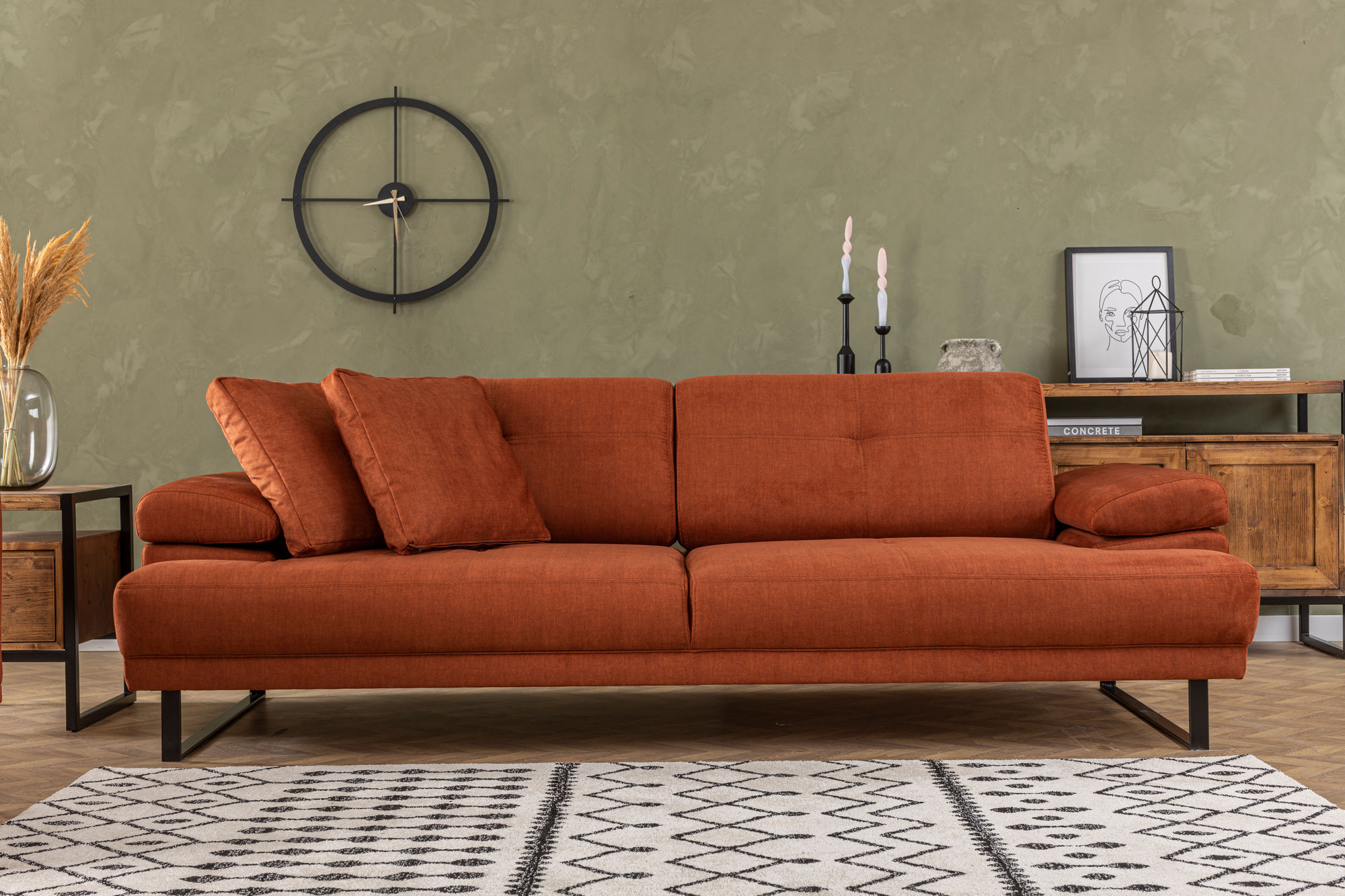 3-seater sofa orange