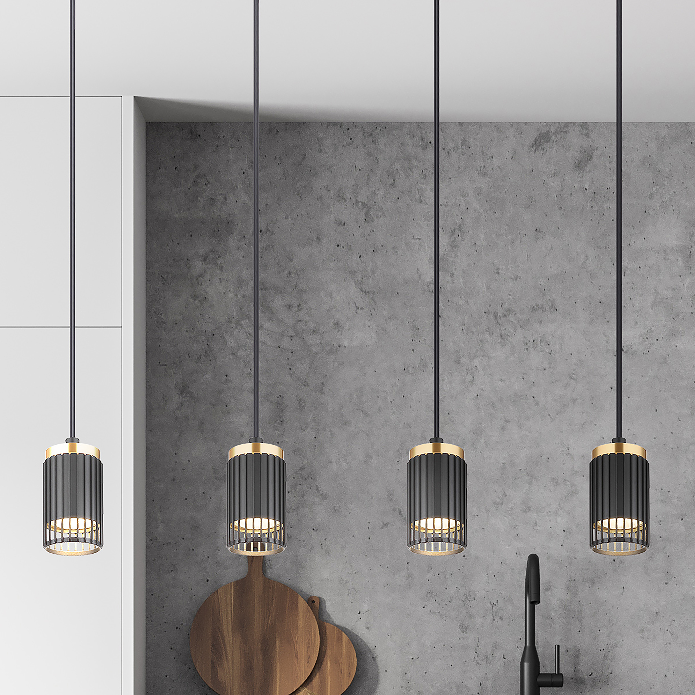 Korben Type B Pendant Light 4-bulb Iron Black