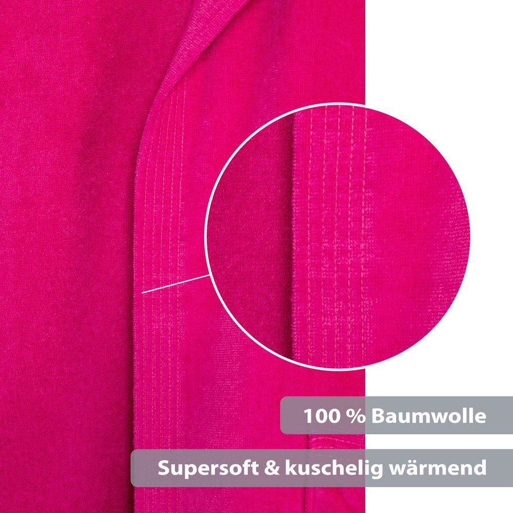 Unisex Bademantel Baumwolle mit Kapuze Fuchsia 2XLarge