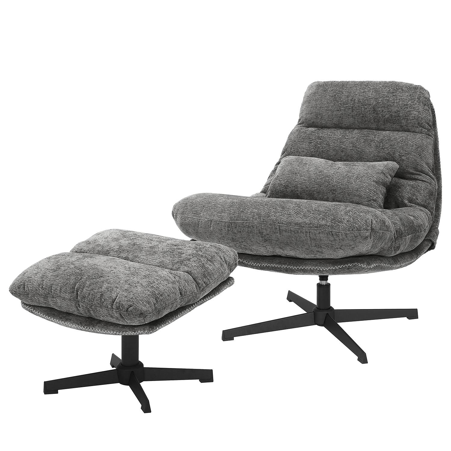 Skado Relaxsessel + Fußhocker Blaugrau