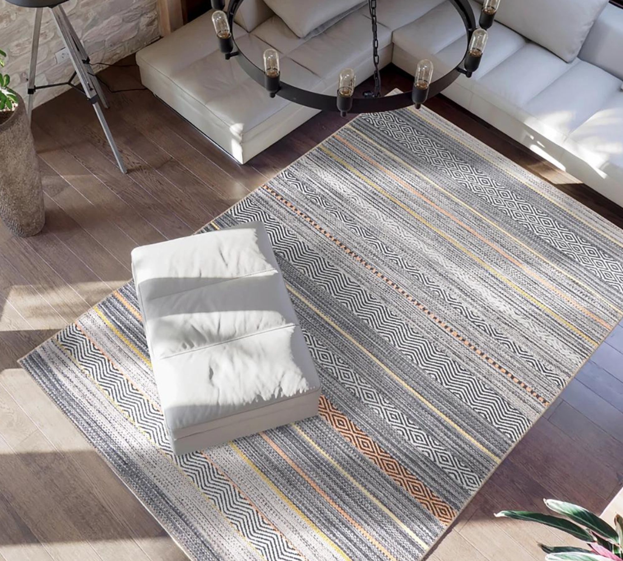 Short-pile carpet Synthetic fiber Multicolored 75 x 150 cm