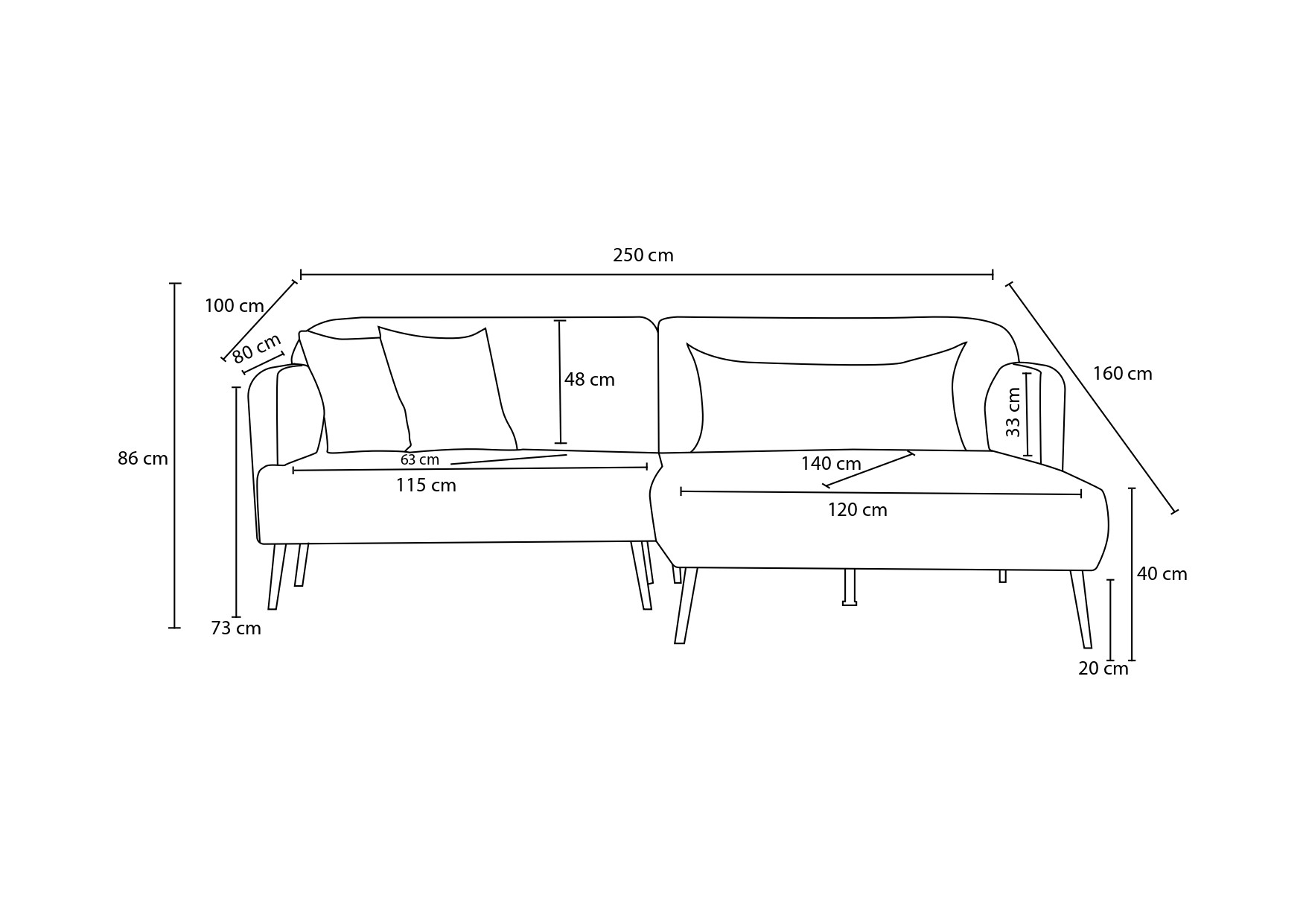 Revos Sofa Récamiere Rechts Braun