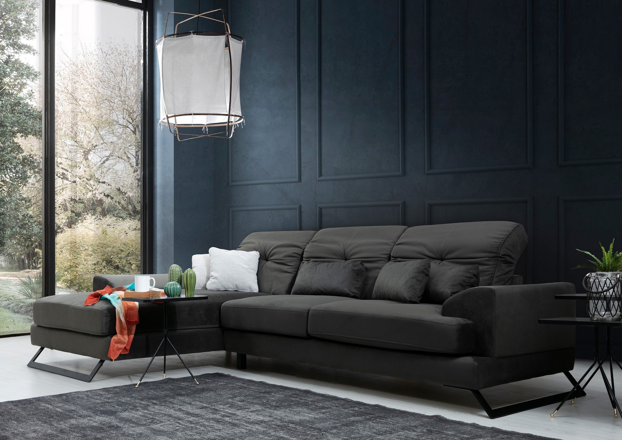 Frido Links Ecksofa Anthracite