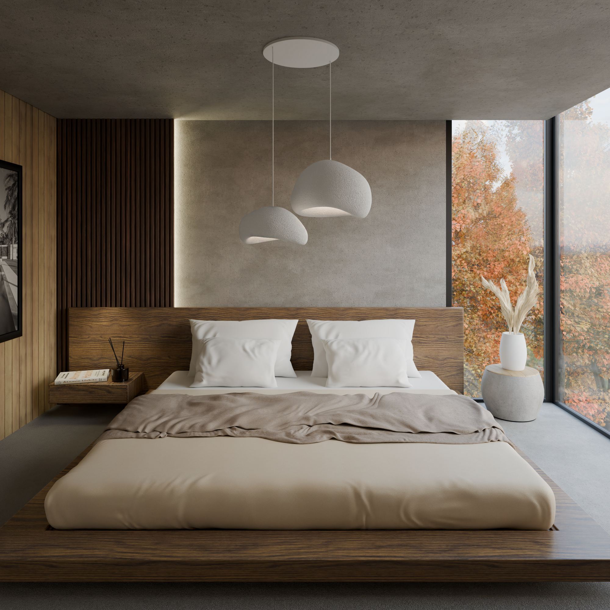 2-Flammig Wabi Sabi Rawbends Pendelleuchte Weiß