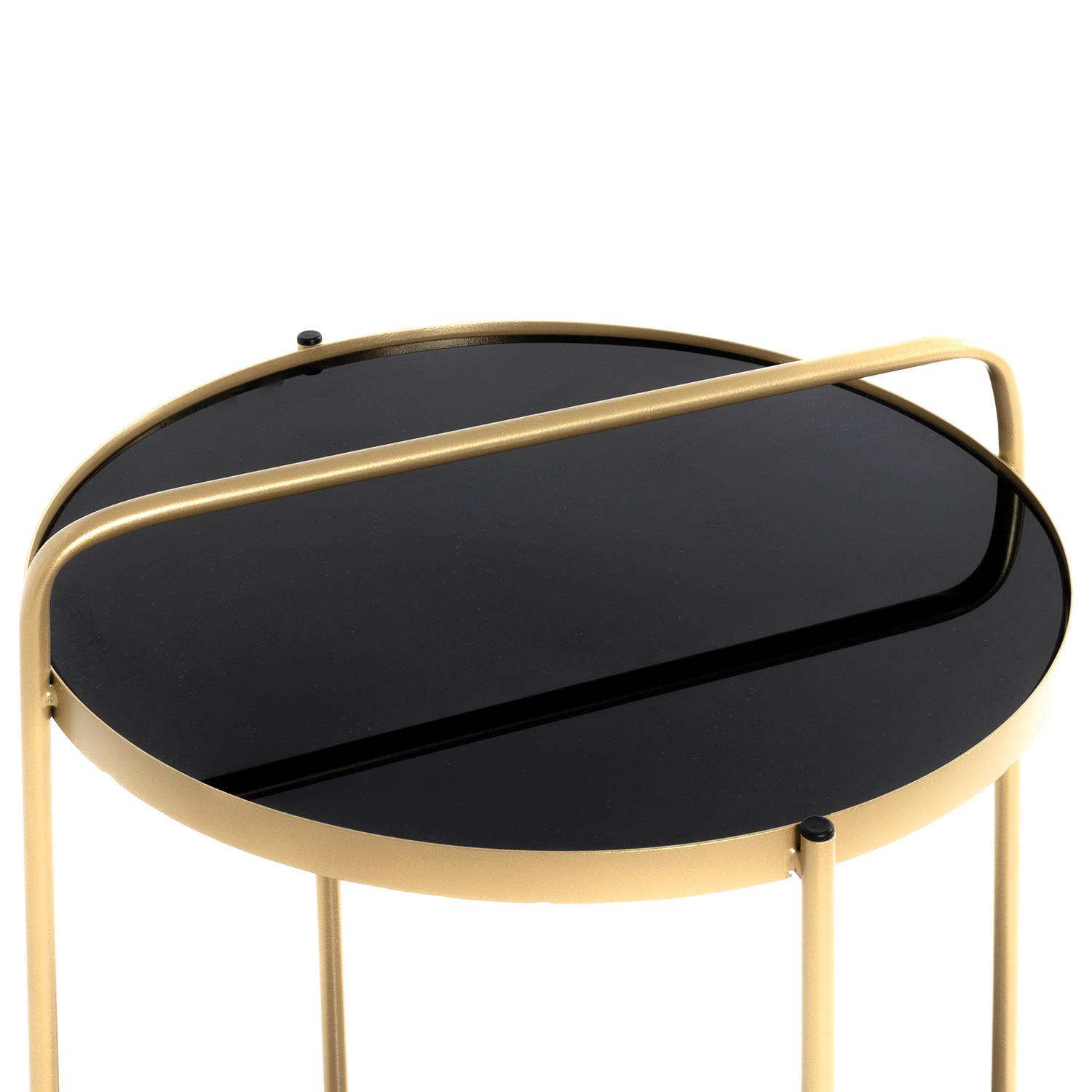 Warwick Beistelltisch Glas Metall Schwarz Gold