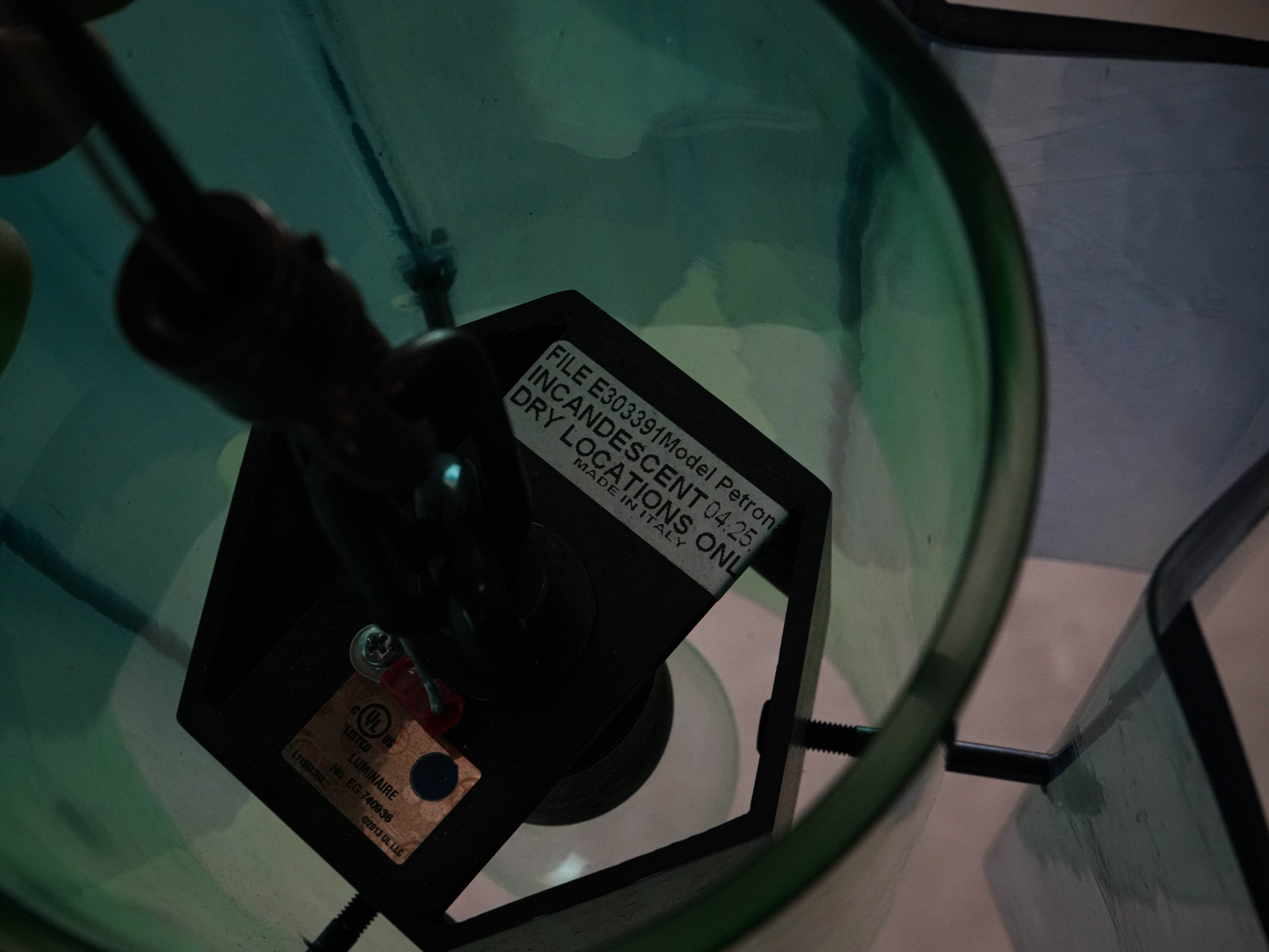 Hängelampe Glas Blau 1970er Jahre