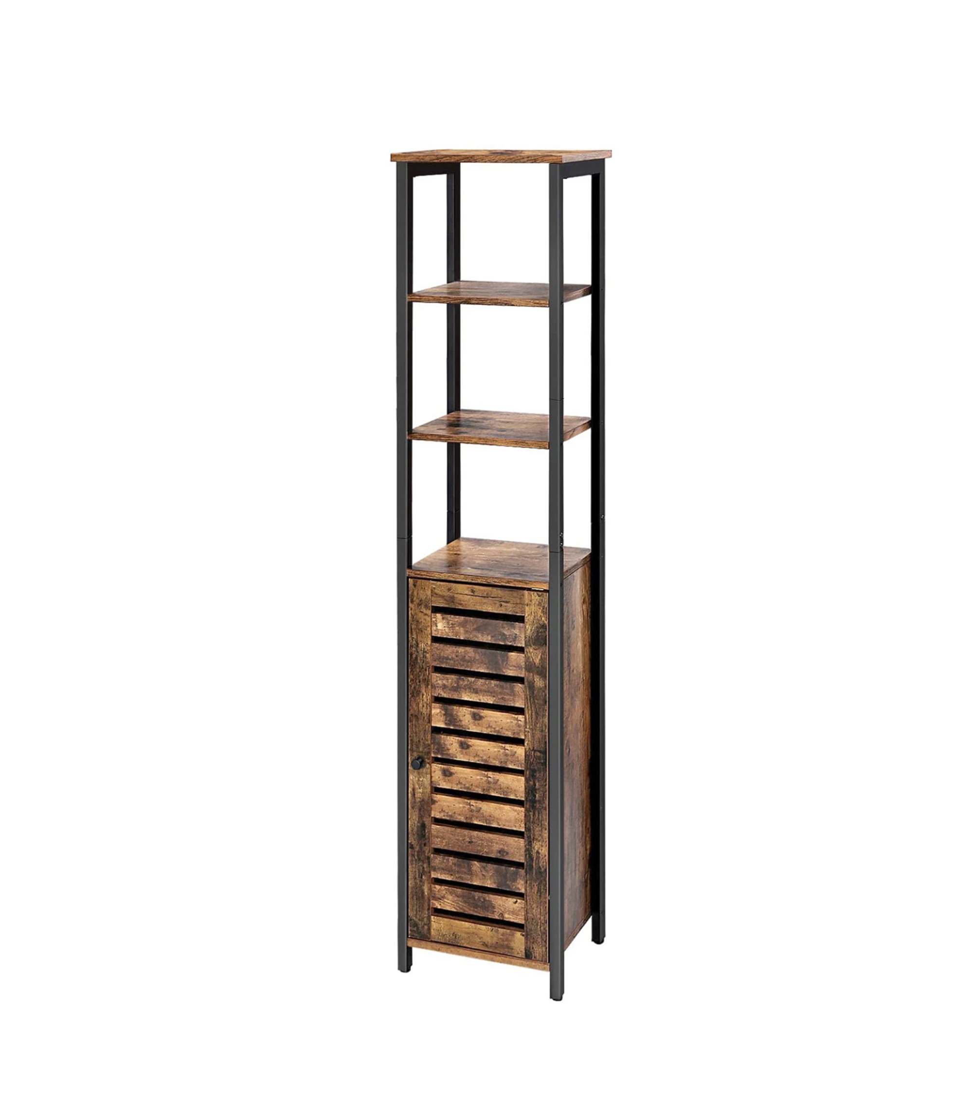 Regal Holz Metall Braun Schwarz