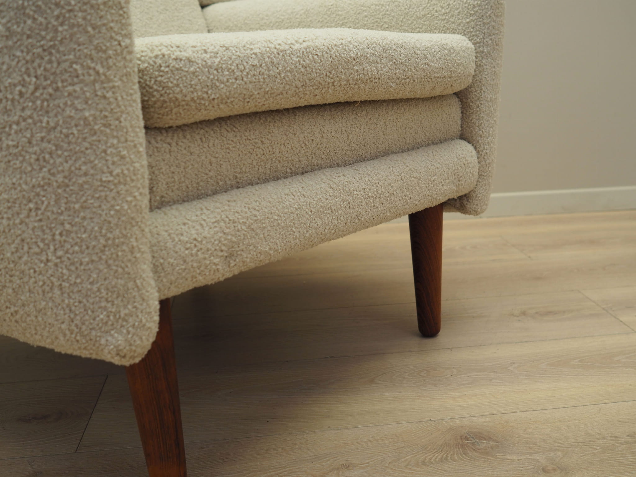 Sessel Textil Holz Creme 1970er Jahre