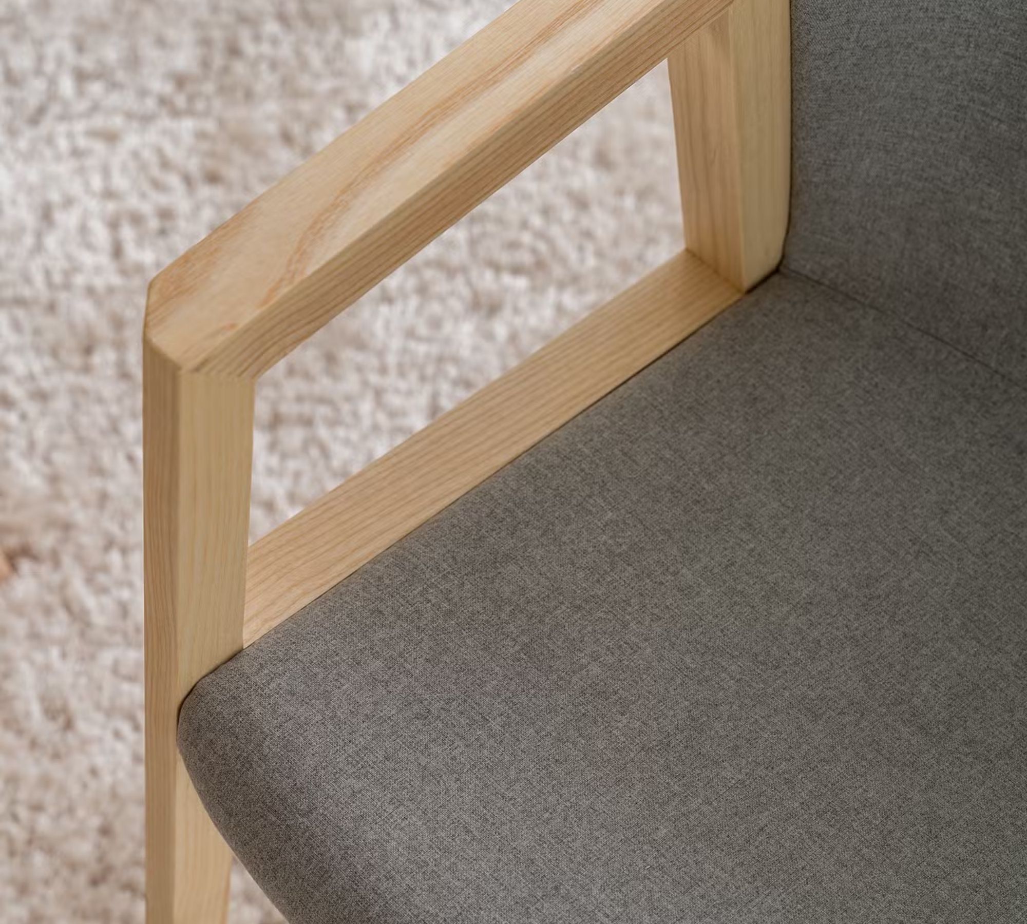 Armchair Woven Fabric Solid Ash Light Grey