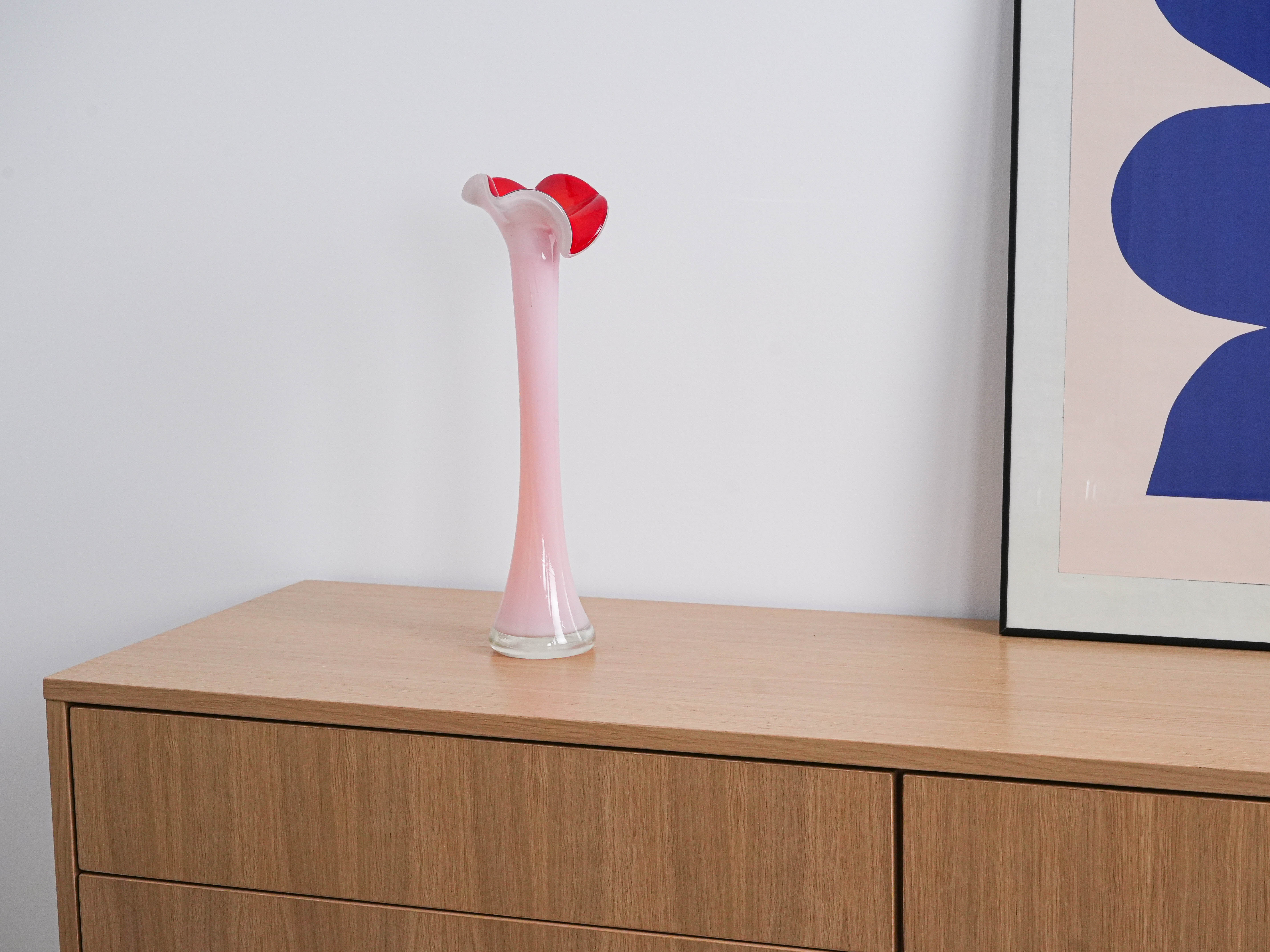 Vase Muranoglas Rosa 1970er Jahre