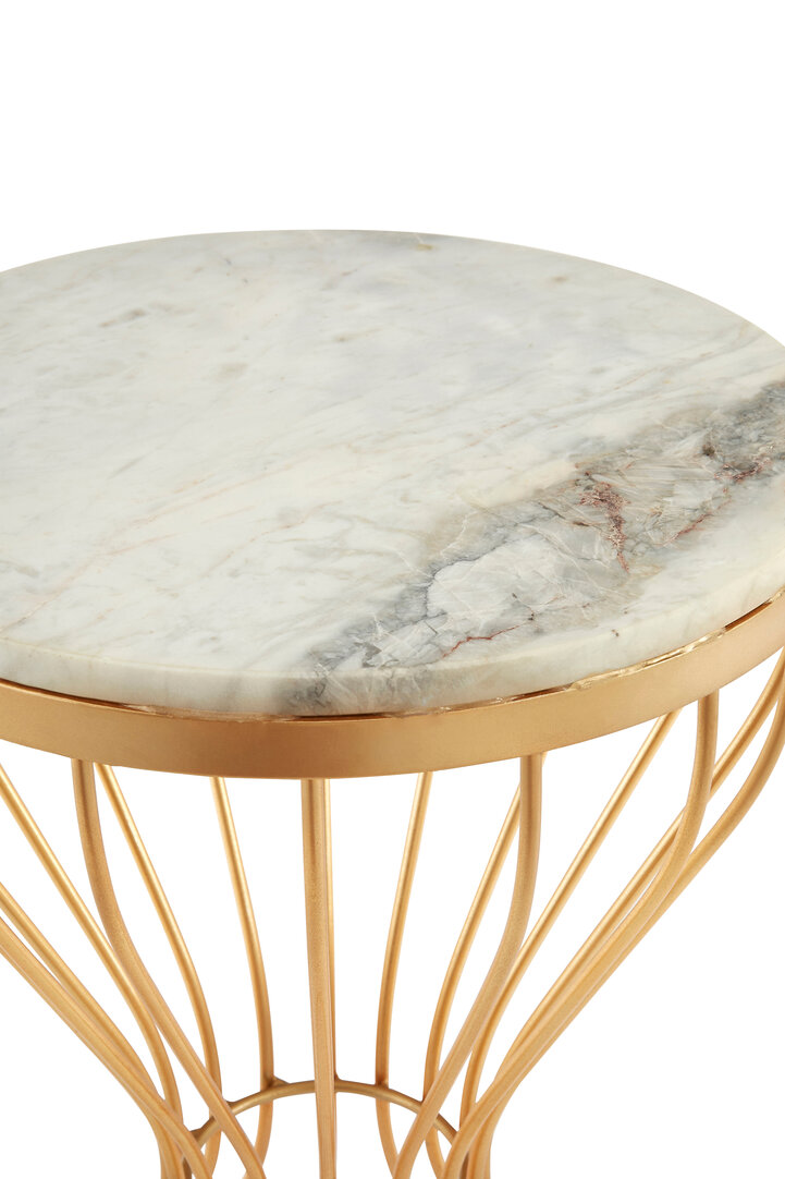 Templar Side Table Marble White Gold