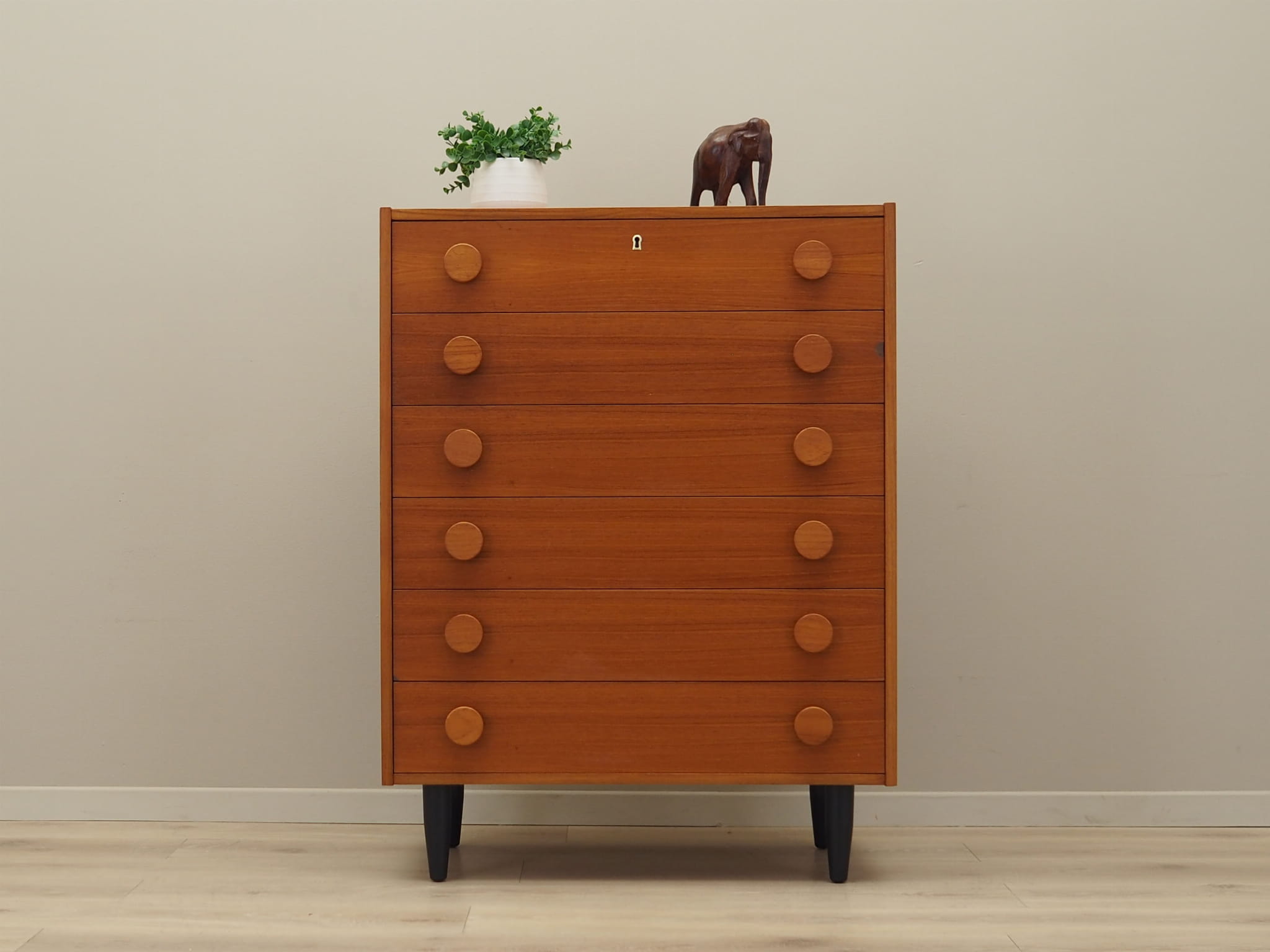 Vintage chest of drawers Teak wood Brown 1960s
