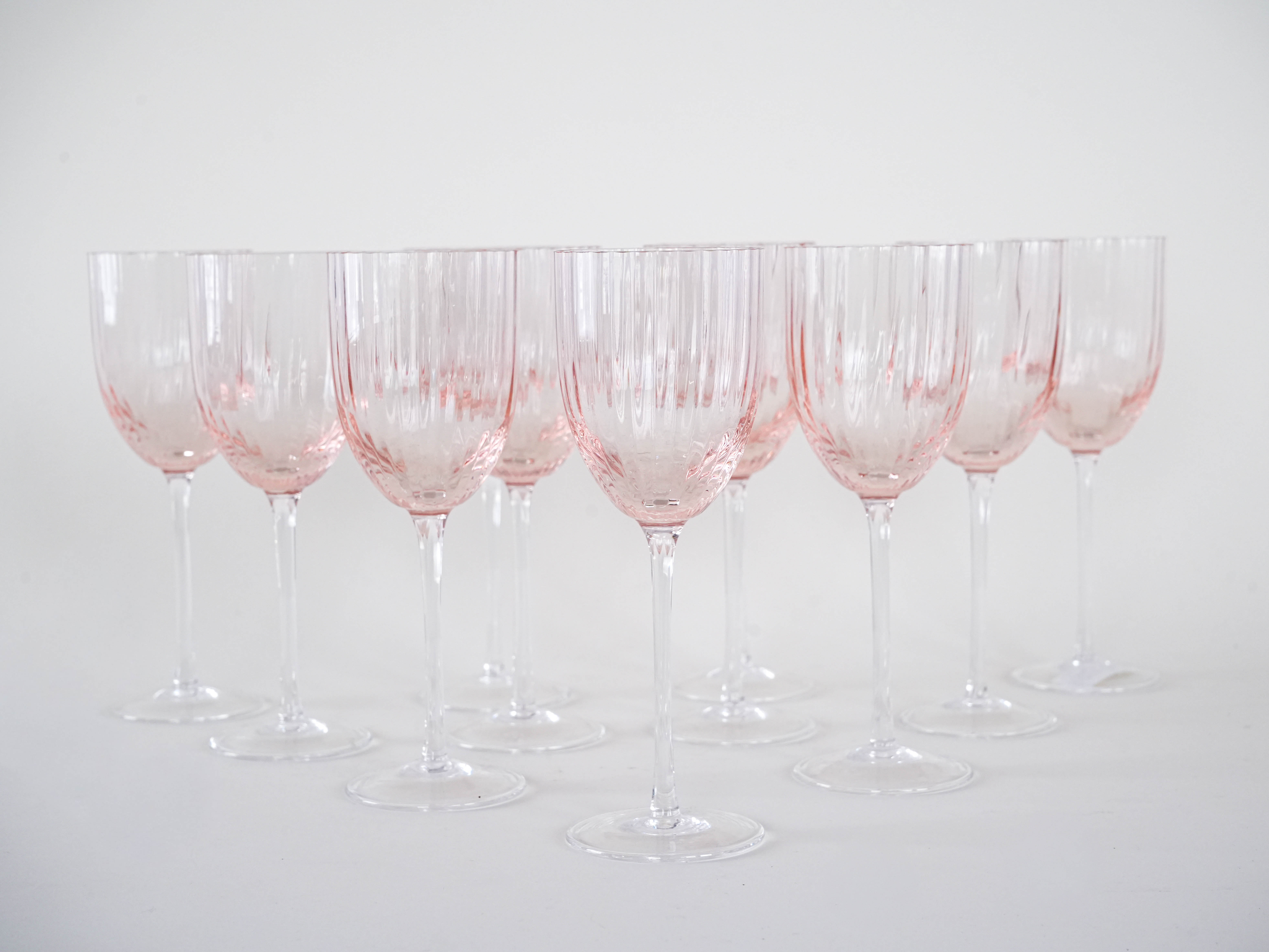 Wine glass set pink 1970s