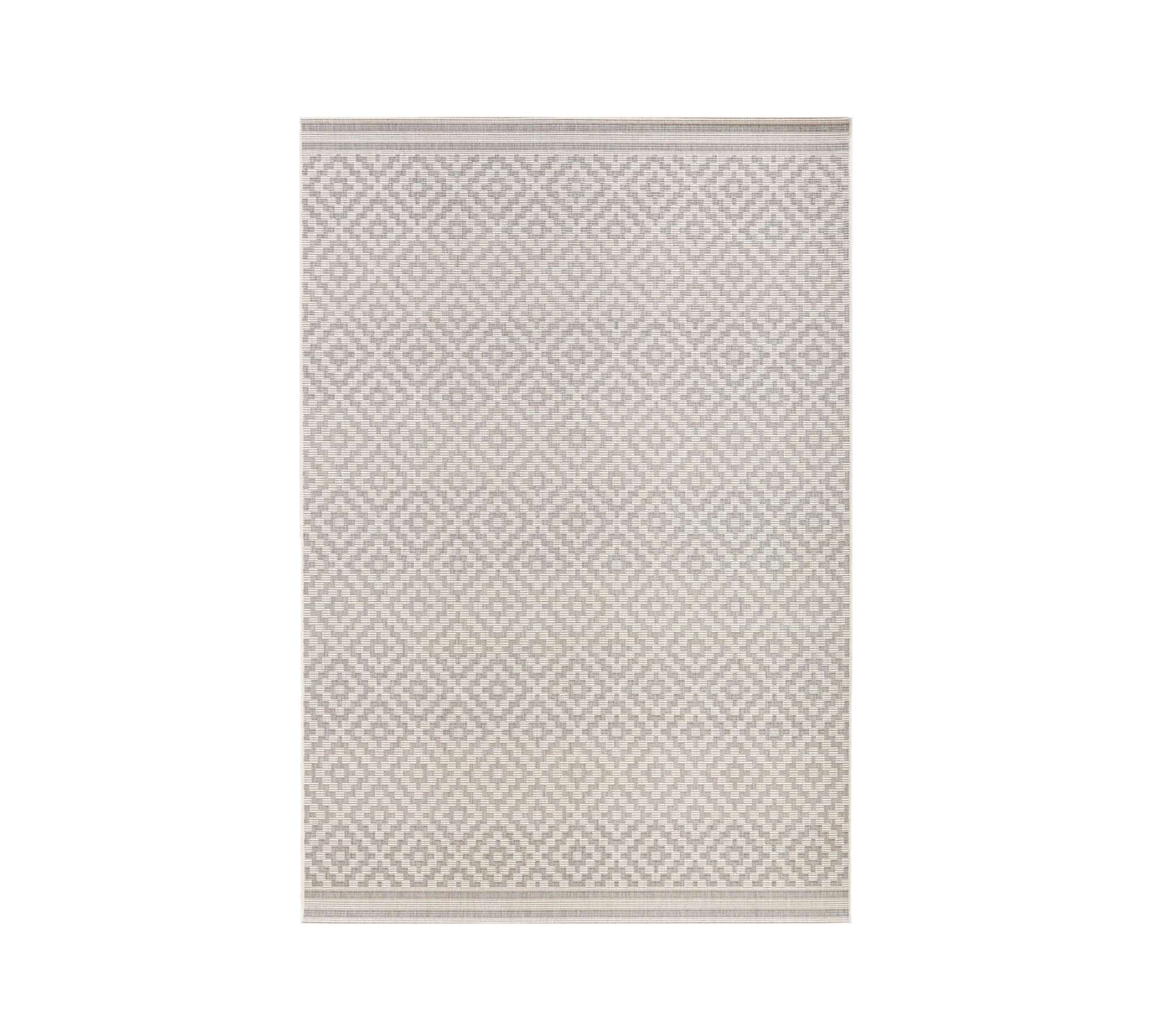 Outdoor Teppich Raute Grauweiß 200 x 290 cm