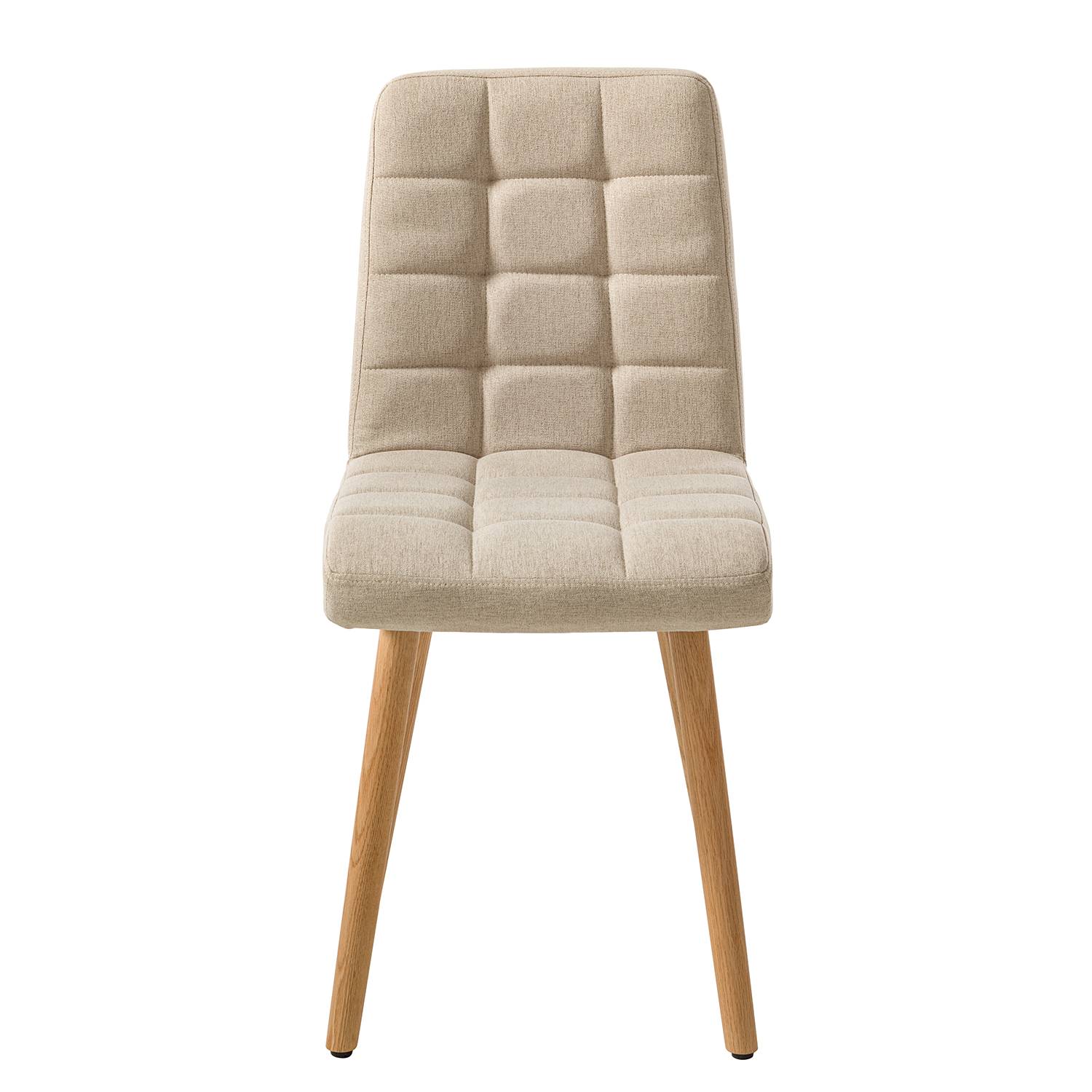 2x Polsterstuhl Doskie II Leinen Eiche Massiv Beige