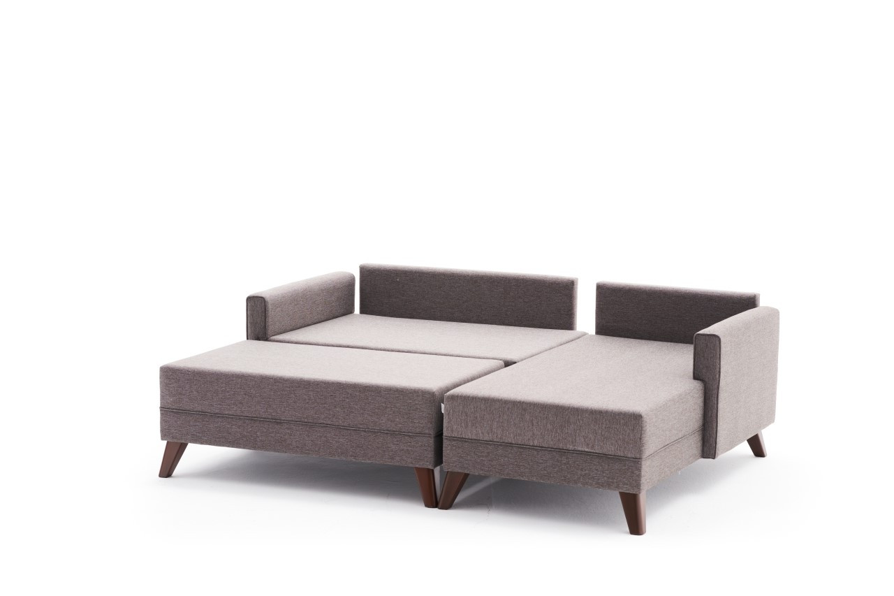 Bella Sofa Récamiere Rechts mit Hocker Braun