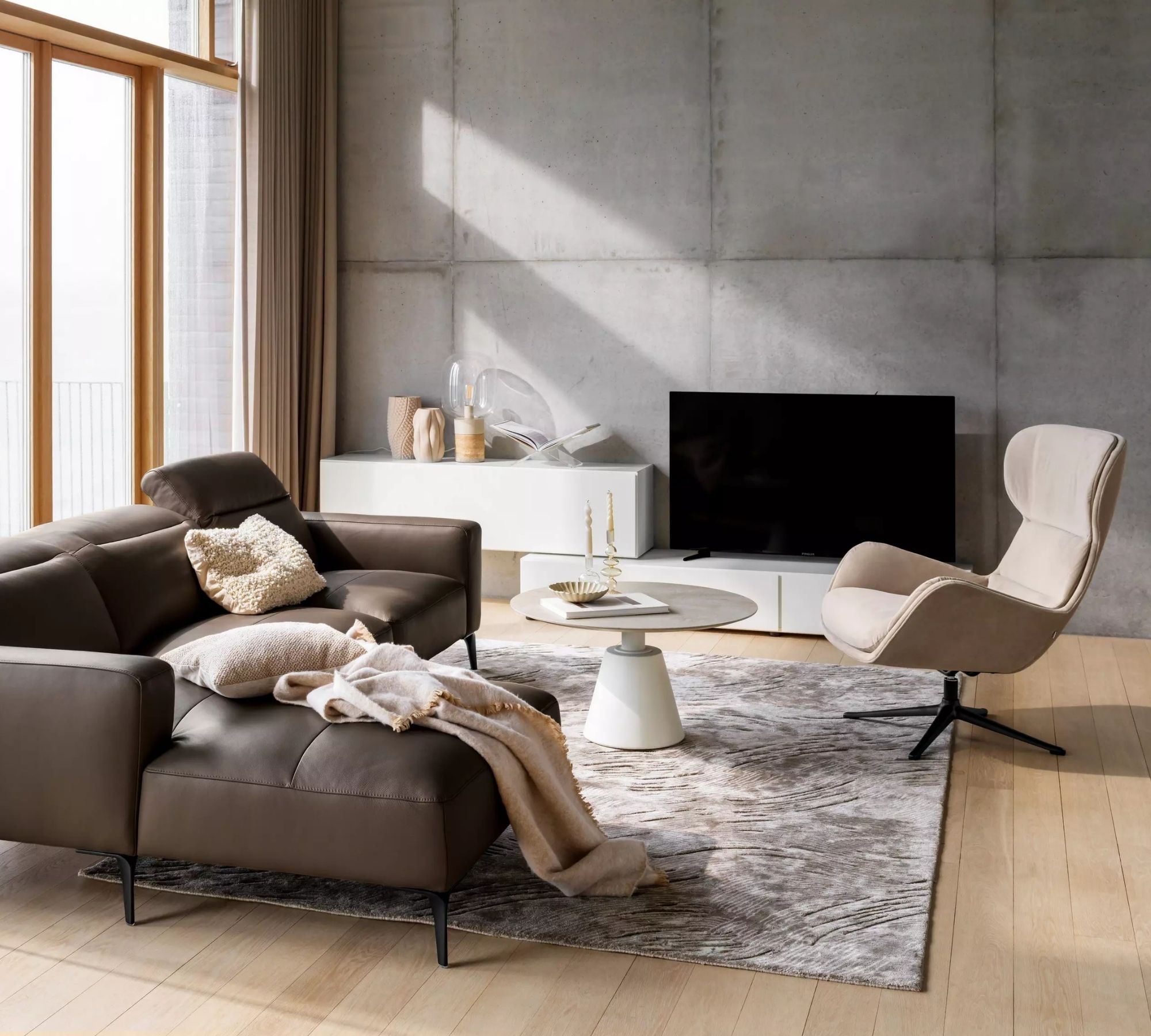 Reno Sessel mit Drehfunktion Napoli-Stoff 2250 Silbergrau