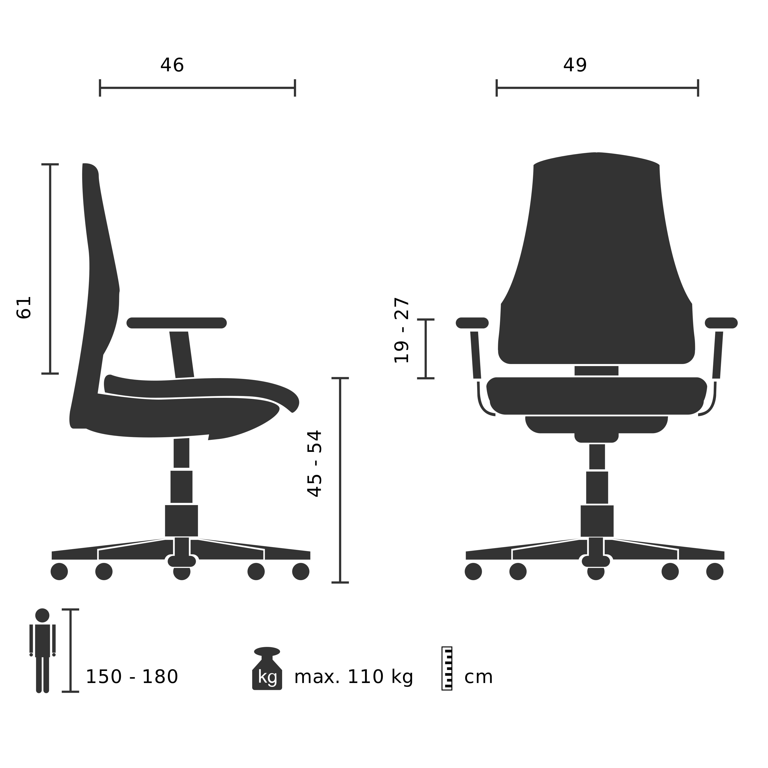 Nestora  Bürostuhl Drehbar Stoff Grau