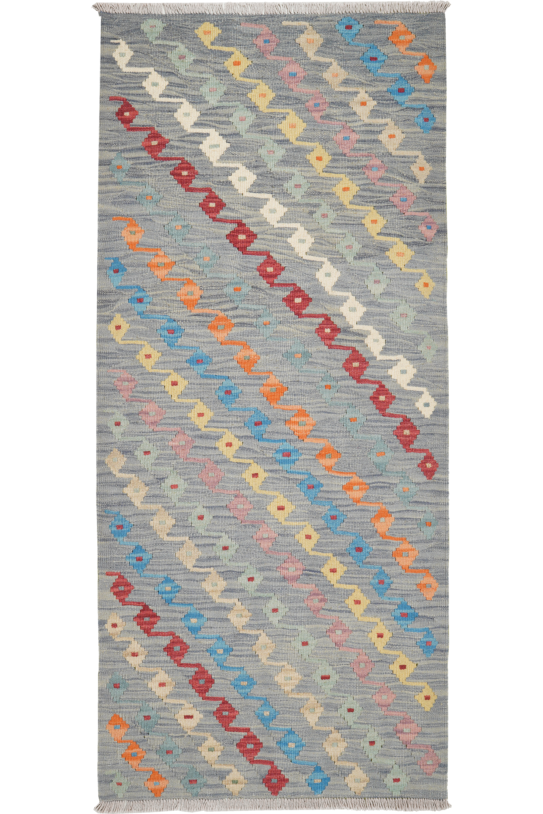 Tappeto Kilim Gashgai Lana Grigio