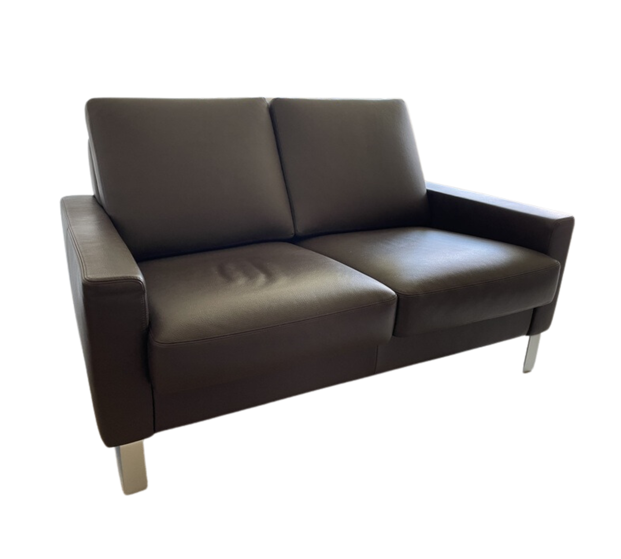 Sofa 2-Sitzer Leder Edelstahl Braun