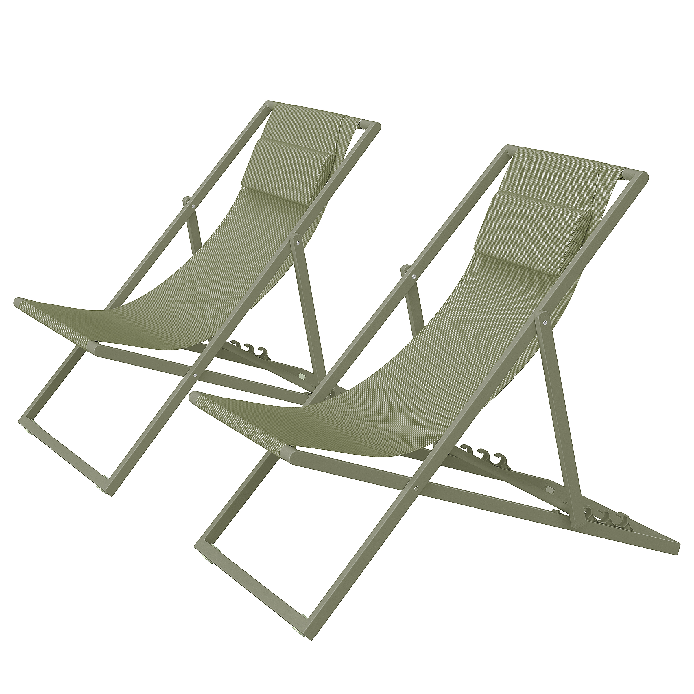 Deck chair Nivi set of 2 steel sage