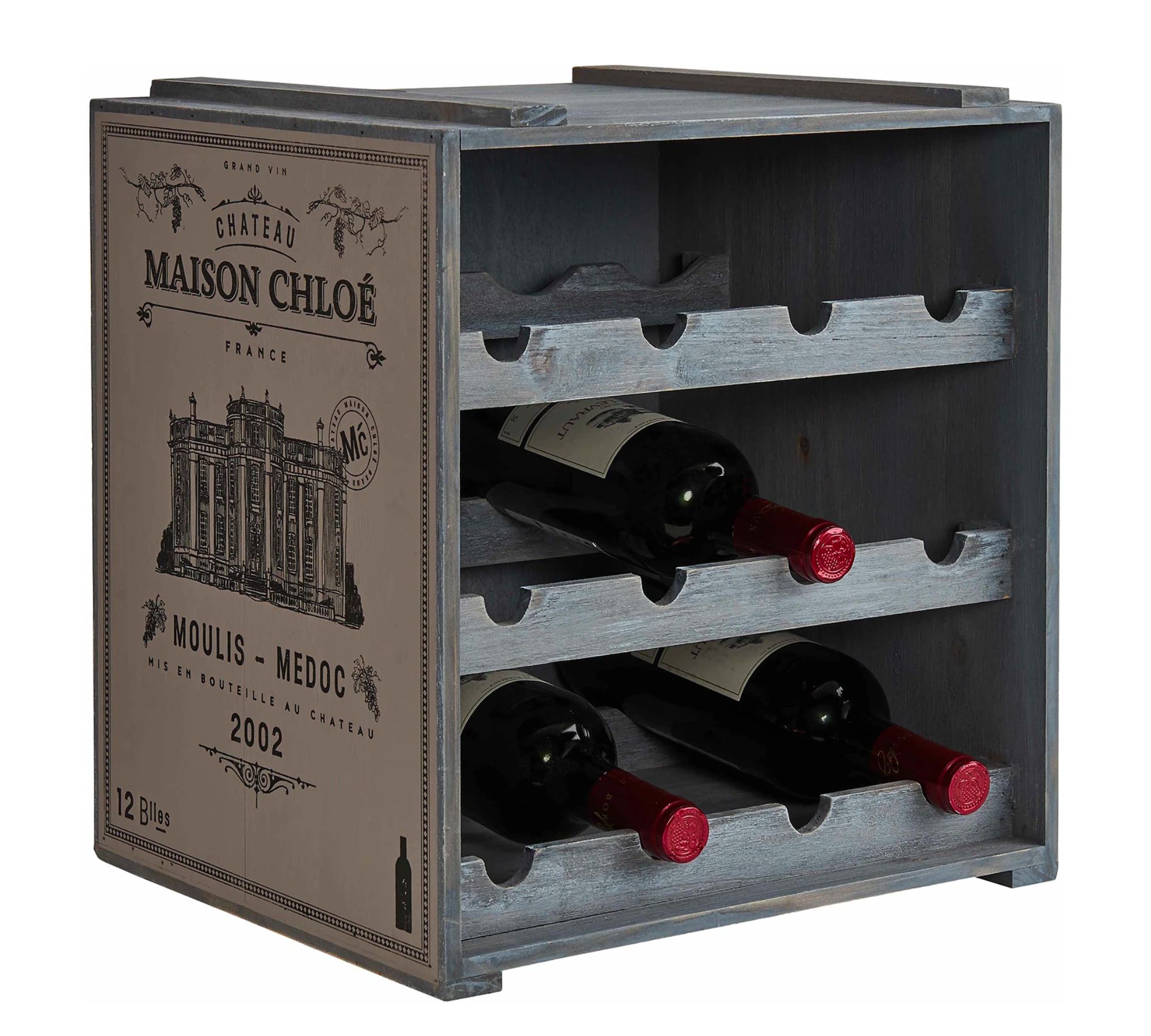 Weinregal für 12 Flaschen Tannenholz Taupe