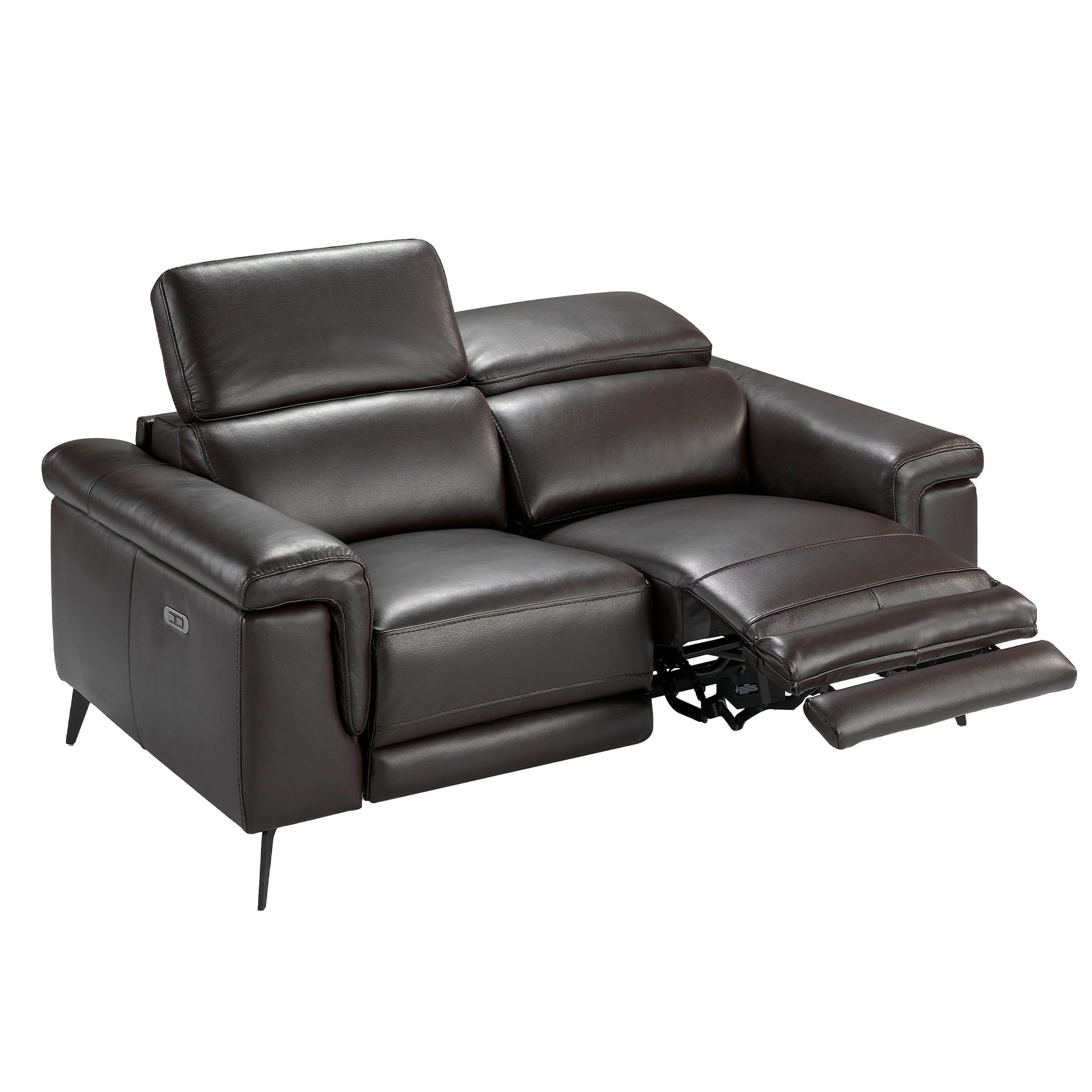 Sofa 2-seater with relax function leather chocolate brown