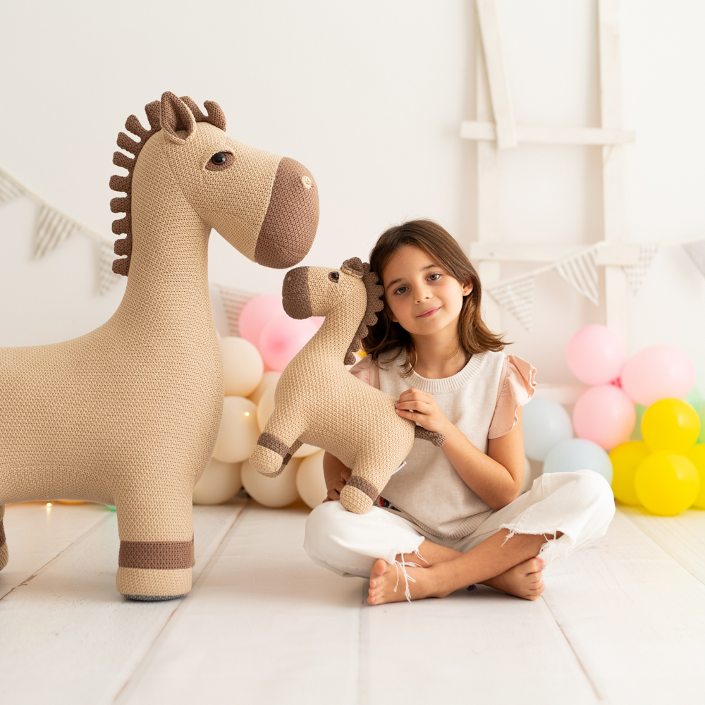 Pferd Maxi & Pferd Mini Plüschtier Baumwolle Braun