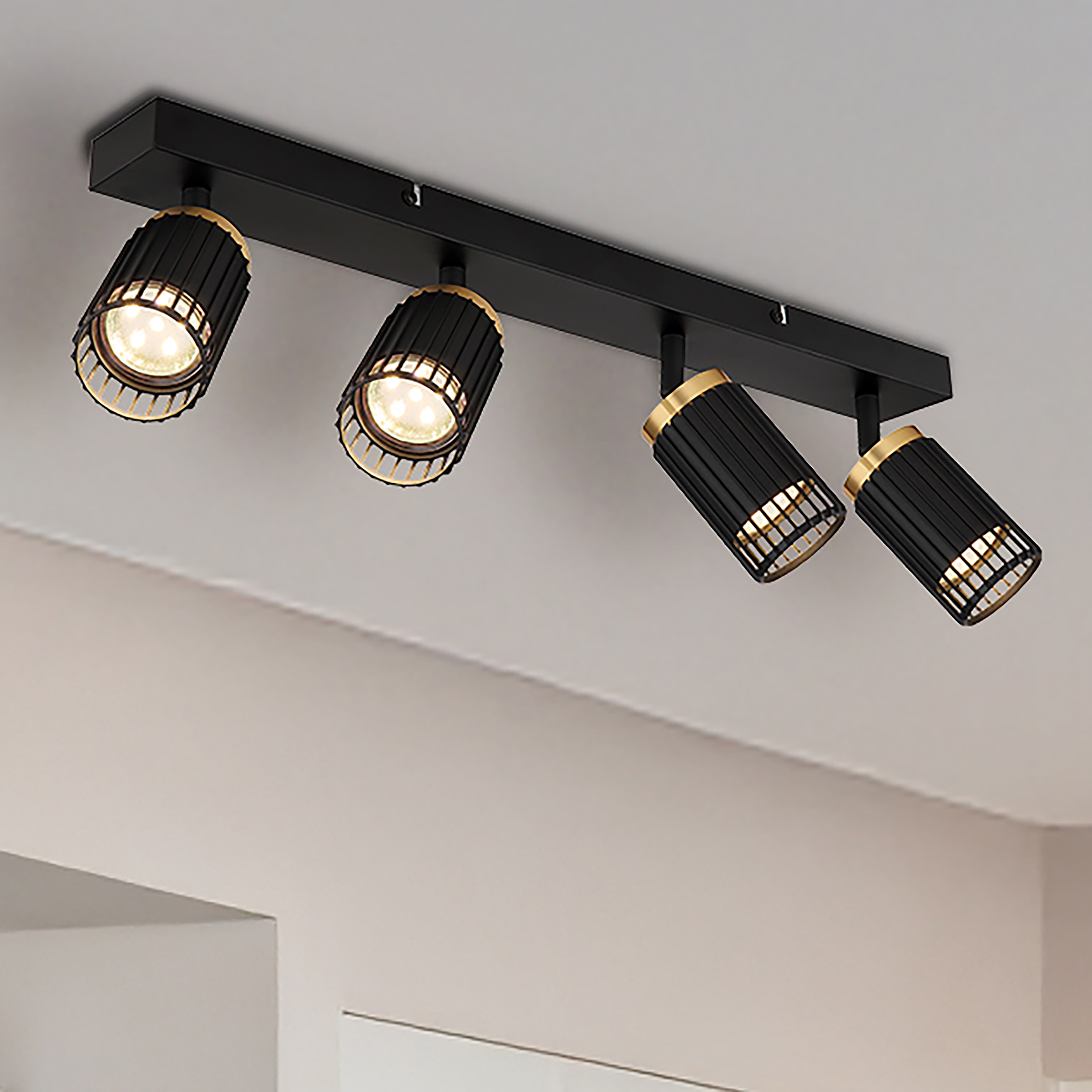 Korben ceiling light 4-bulb iron black