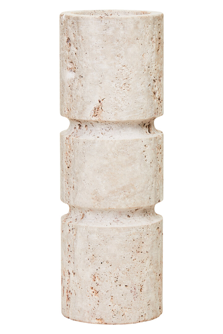 Tibor Large Candlestick Travertine White