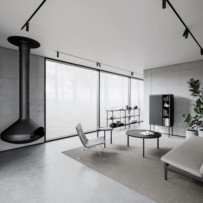 Couchtisch Eschenholz Schwarz Ø90cm