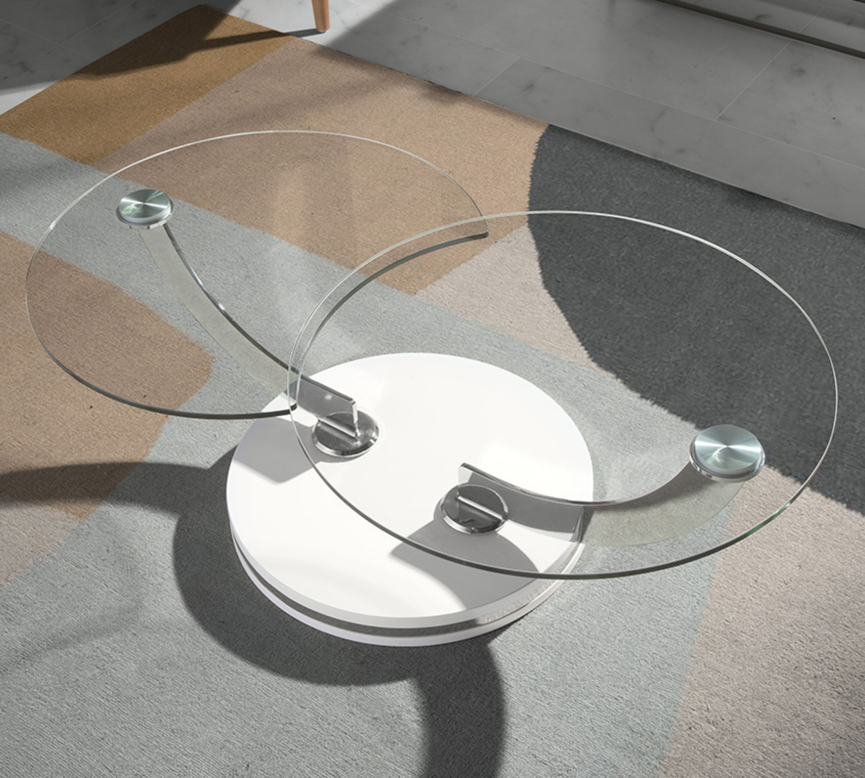 Couchtisch Glas Edlestahl Weiß