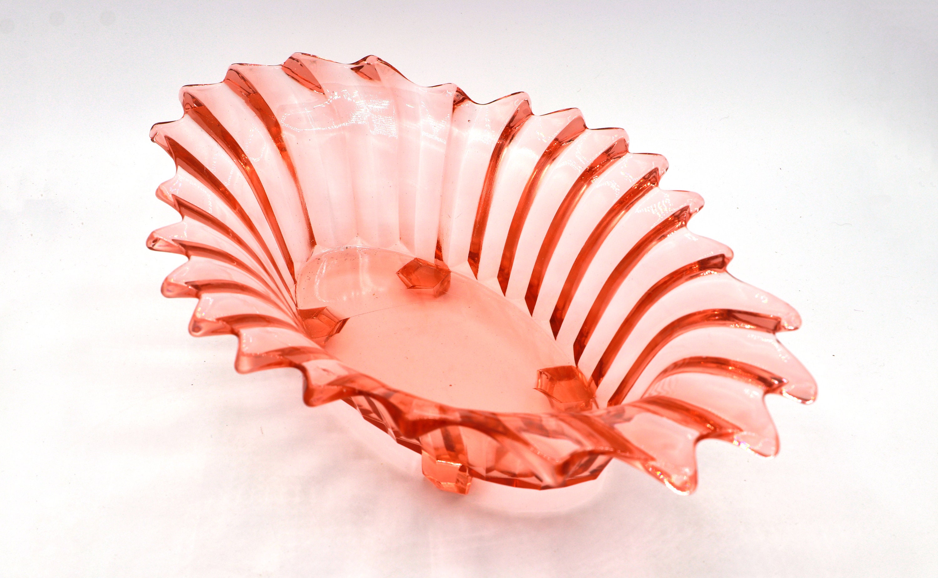 Vintage Rosalin Glass Footed Bowl 1930s