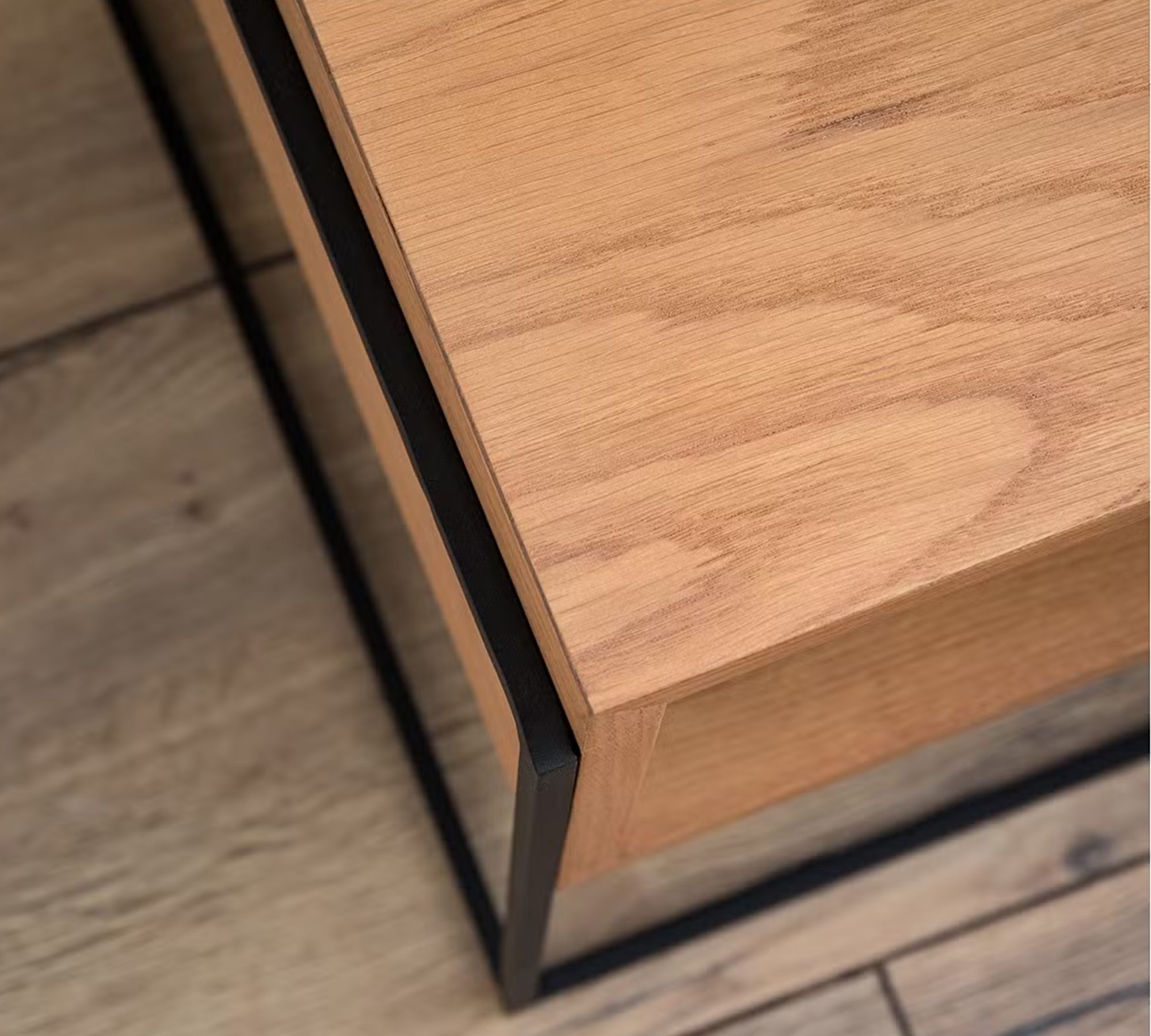 Nachttisch Cubus Echtholzfurnier Eiche / Schwarz