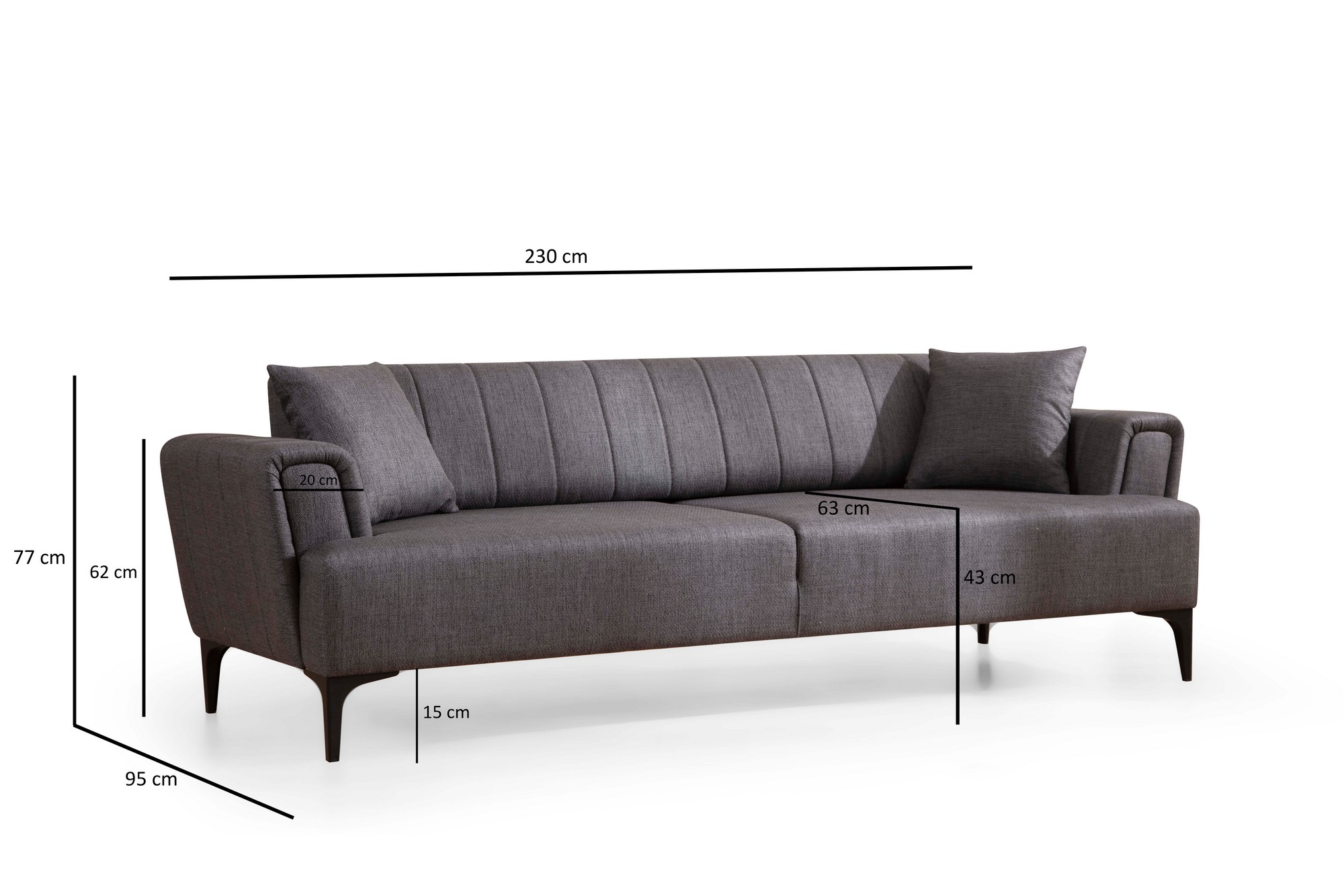 Hamlet 3-seater sofa bed Dark Grey