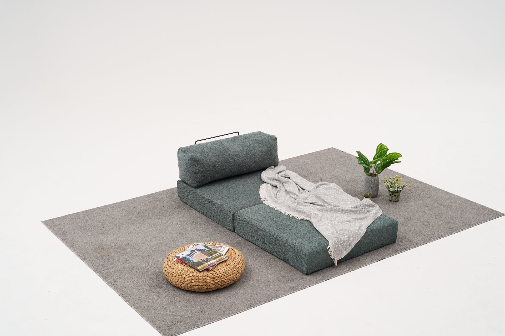 Comfort Schlafsofa 2-Sitzer mit Hocker Petrol